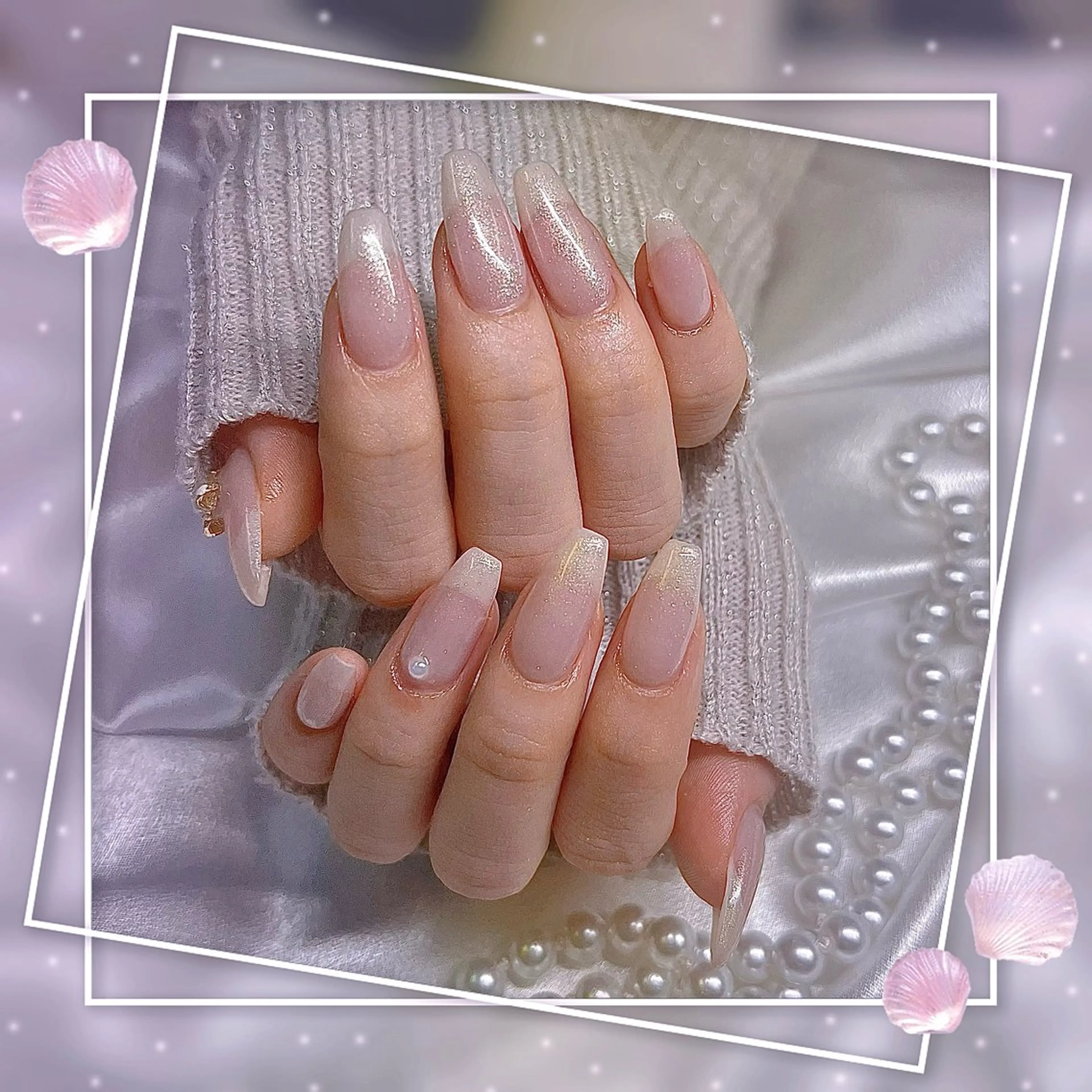 ネイル フレンチネイル グラデーション キラキラネイル 韓国ネイル マグネットネイル Chill Nailsalonのネイルデザイン