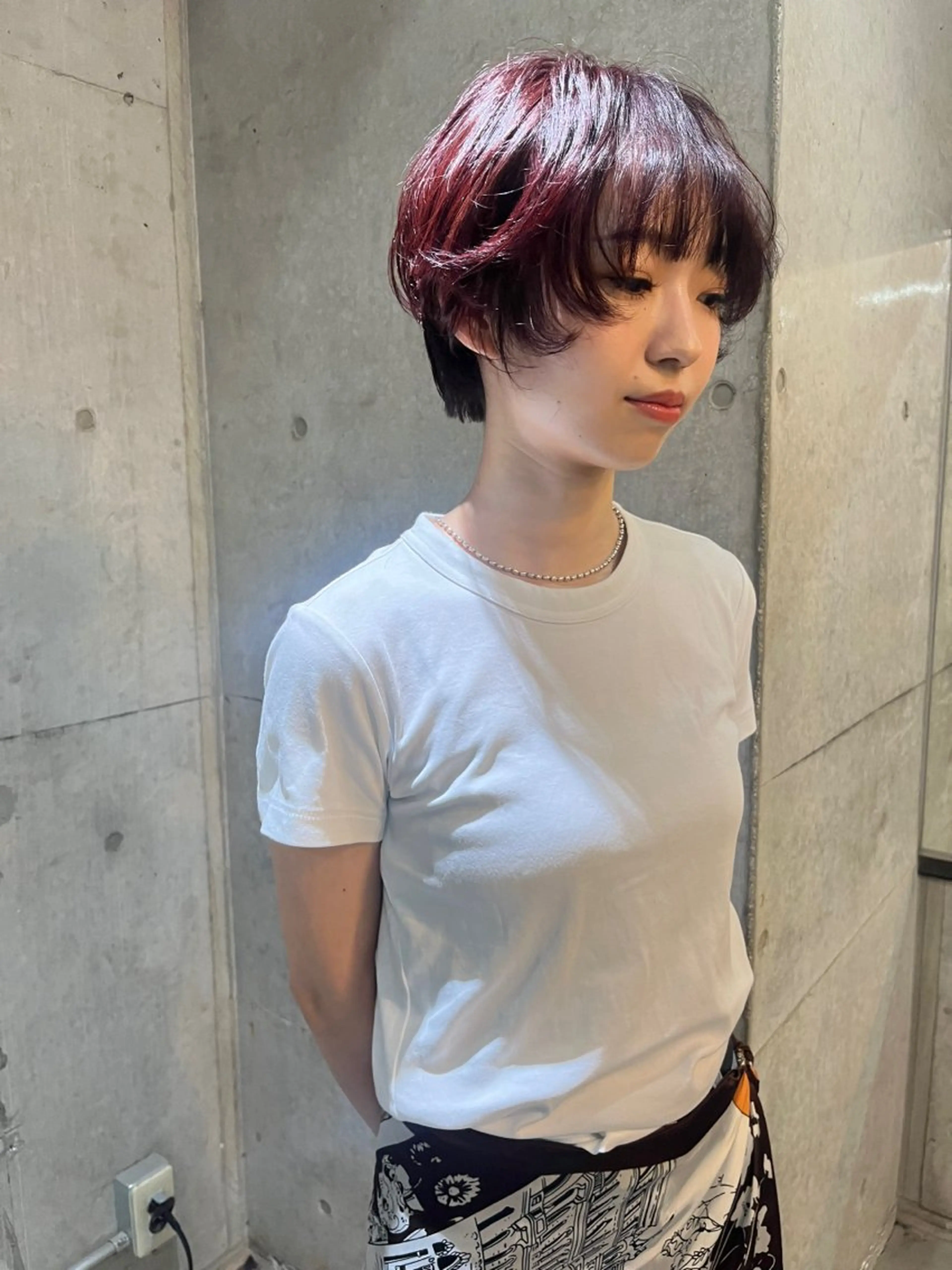 ショート カラー カット ヘアカラー トリートメント ハイトーン/顔まわり レイヤー/YUKAのヘアスタイル