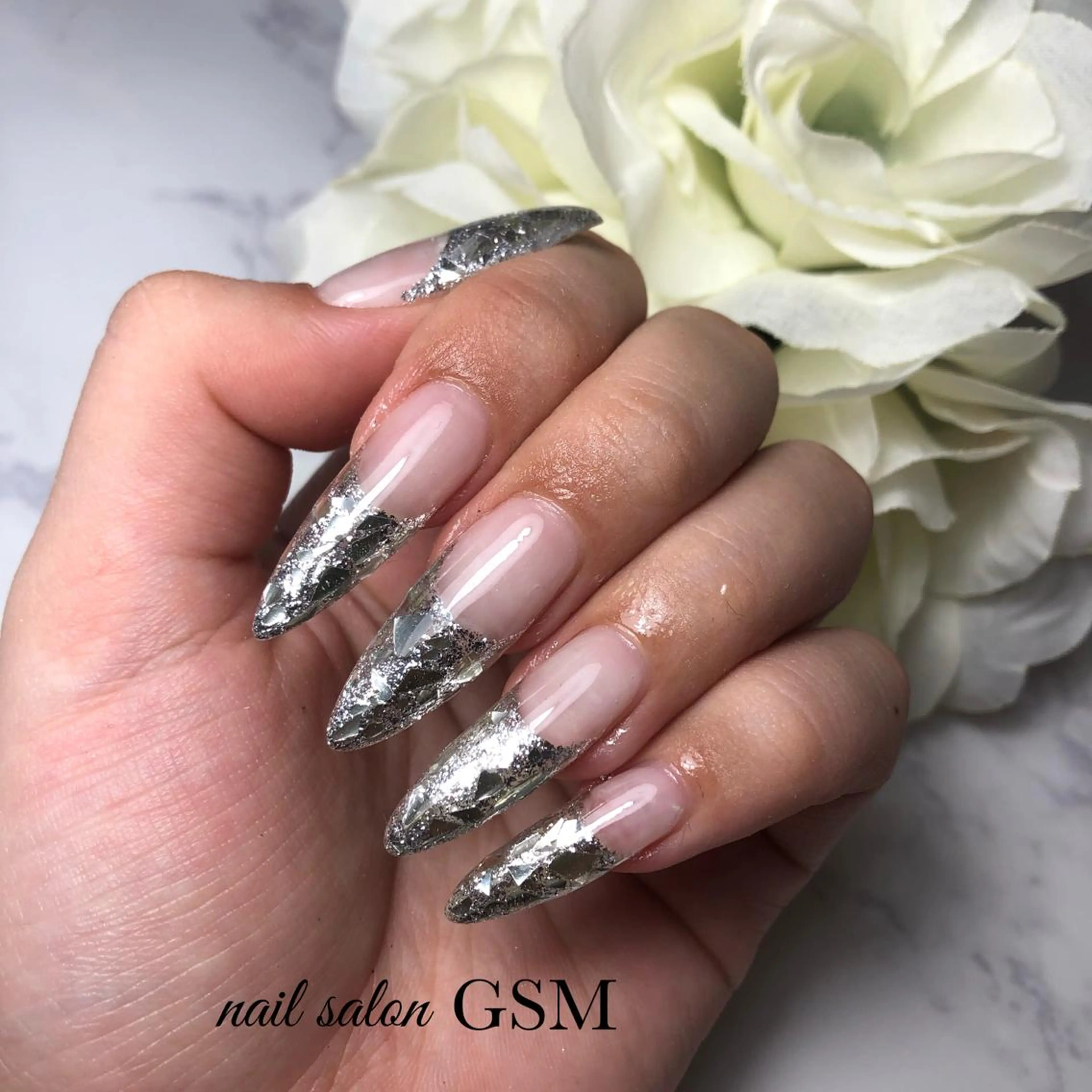 ネイル フレンチネイル ガラスフレンチ ハンドネイル nail salon GSMのネイルデザイン