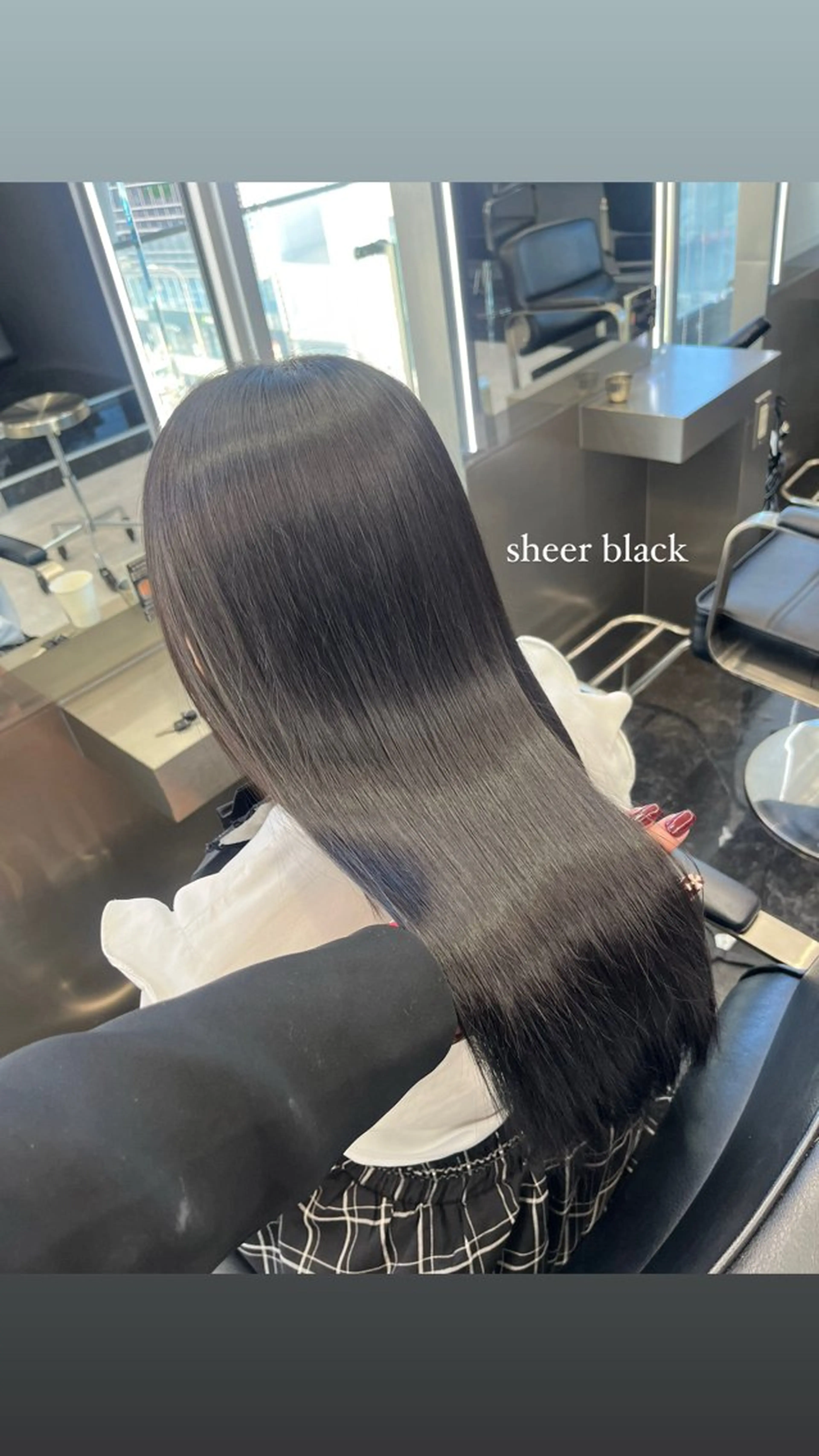 セミロング カラー ヘアアレンジ 黒髪 透明感カラー ナチュラルブラック ヘアカラー トリートメント ハイトーン/透明感 髪質改善/rinaのヘアスタイル