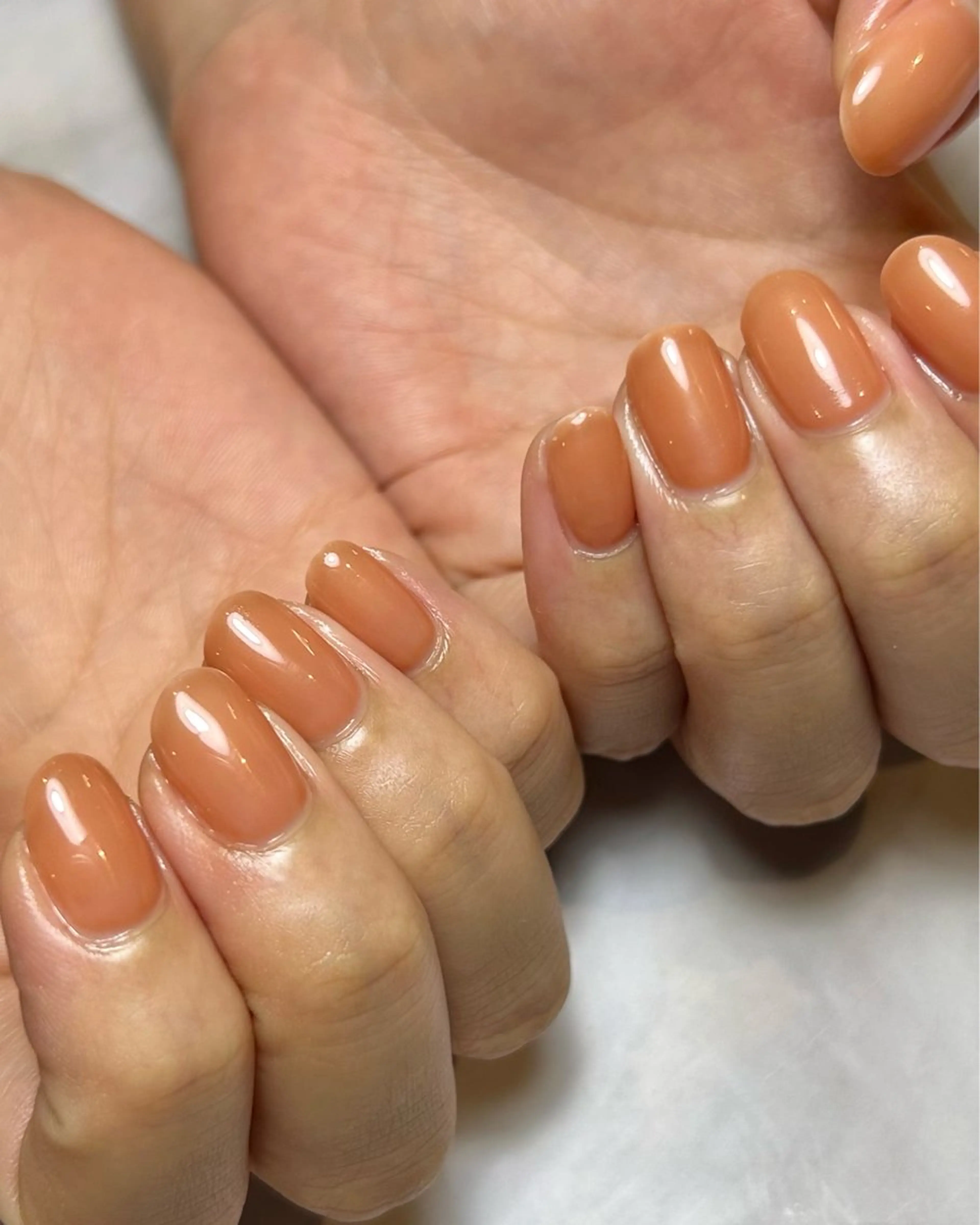 ネイル ワンカラーネイル オレンジ ハンドネイル Reflection marikoのネイルデザイン