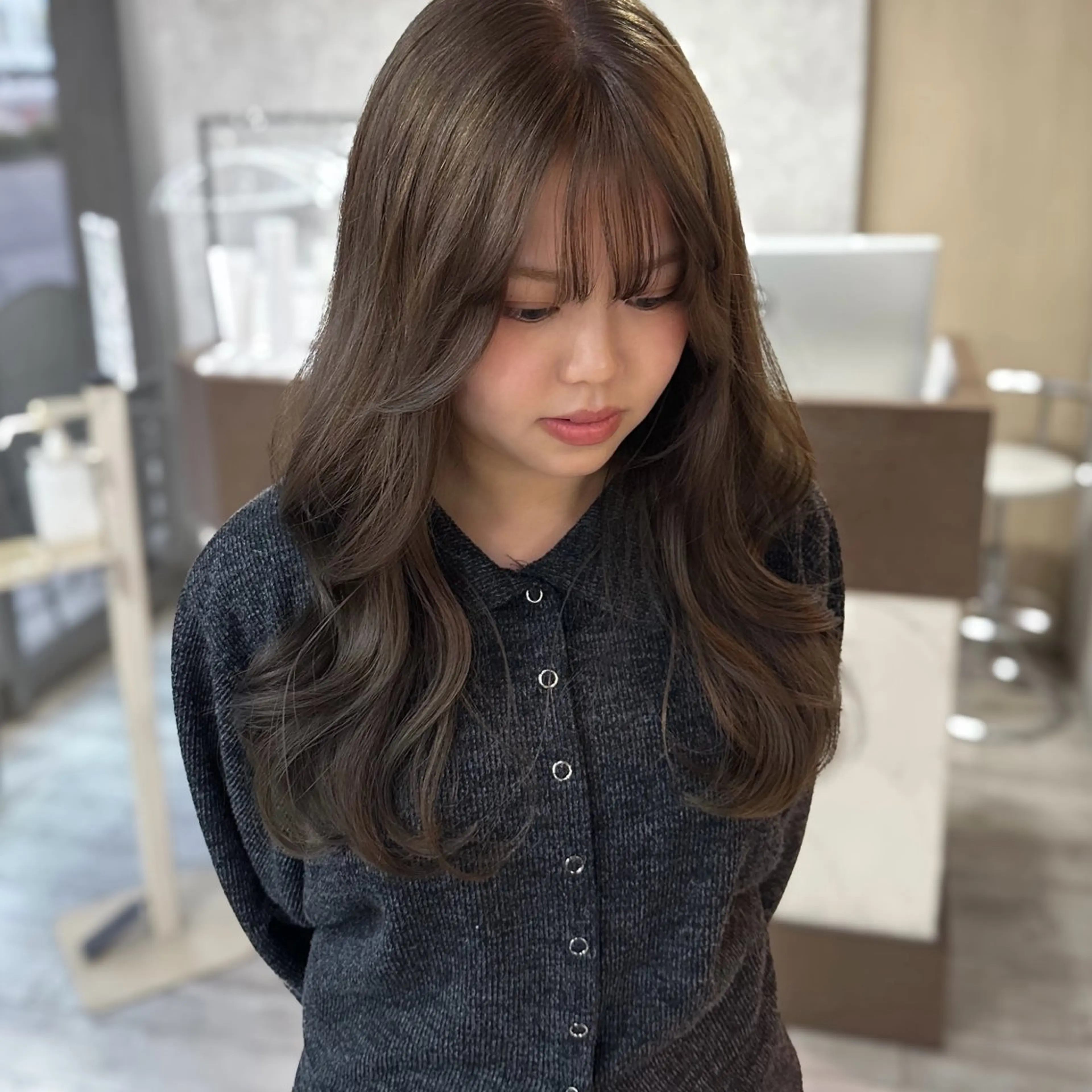 ロング カラー ベージュカラー ブリーチ モカベージュ ブリーチなしカラー 韓国風ヘア 高橋 みく/ minimのヘアスタイル