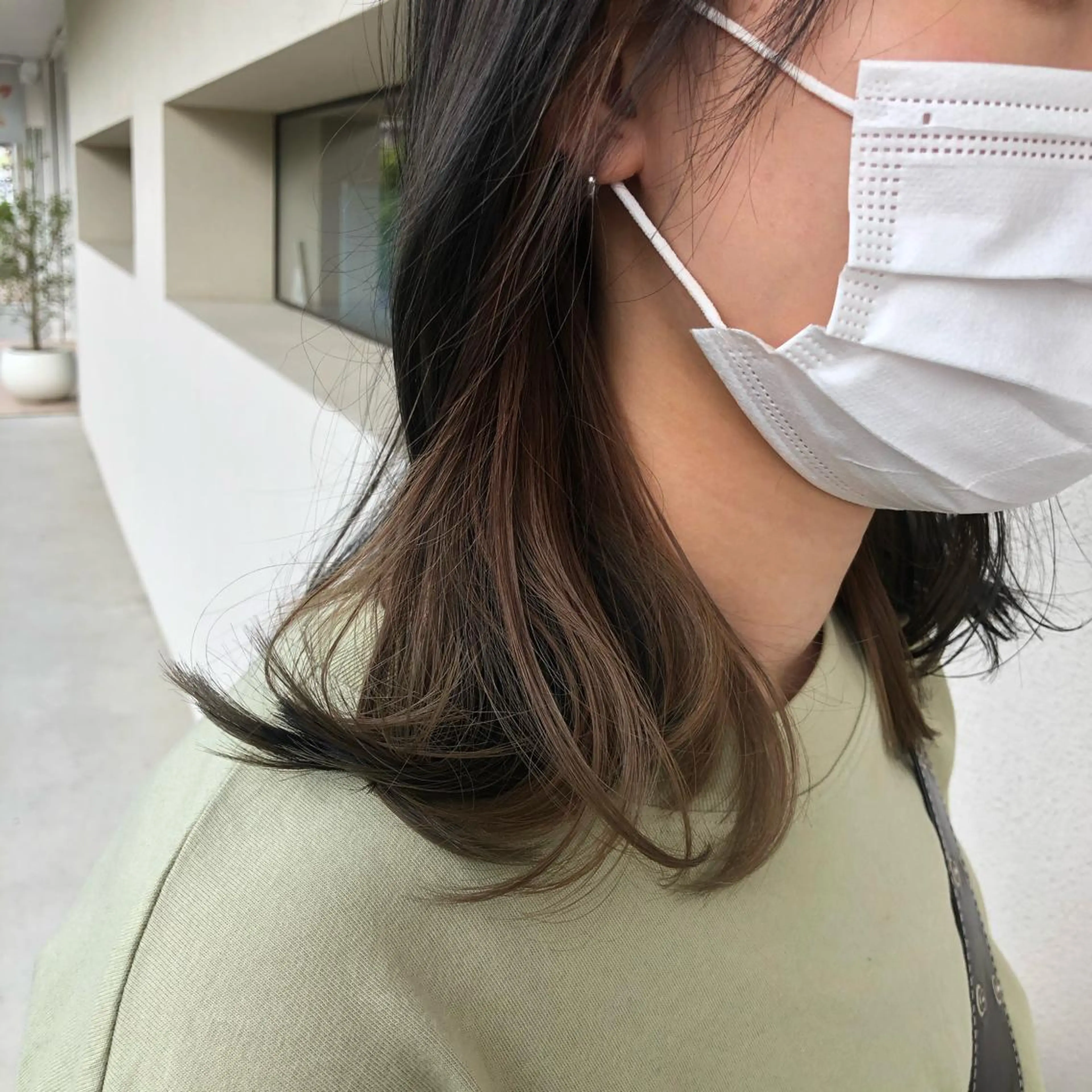 ミディアム カラー カット ヘアカラー トリートメント 長崎 洋平のヘアスタイル