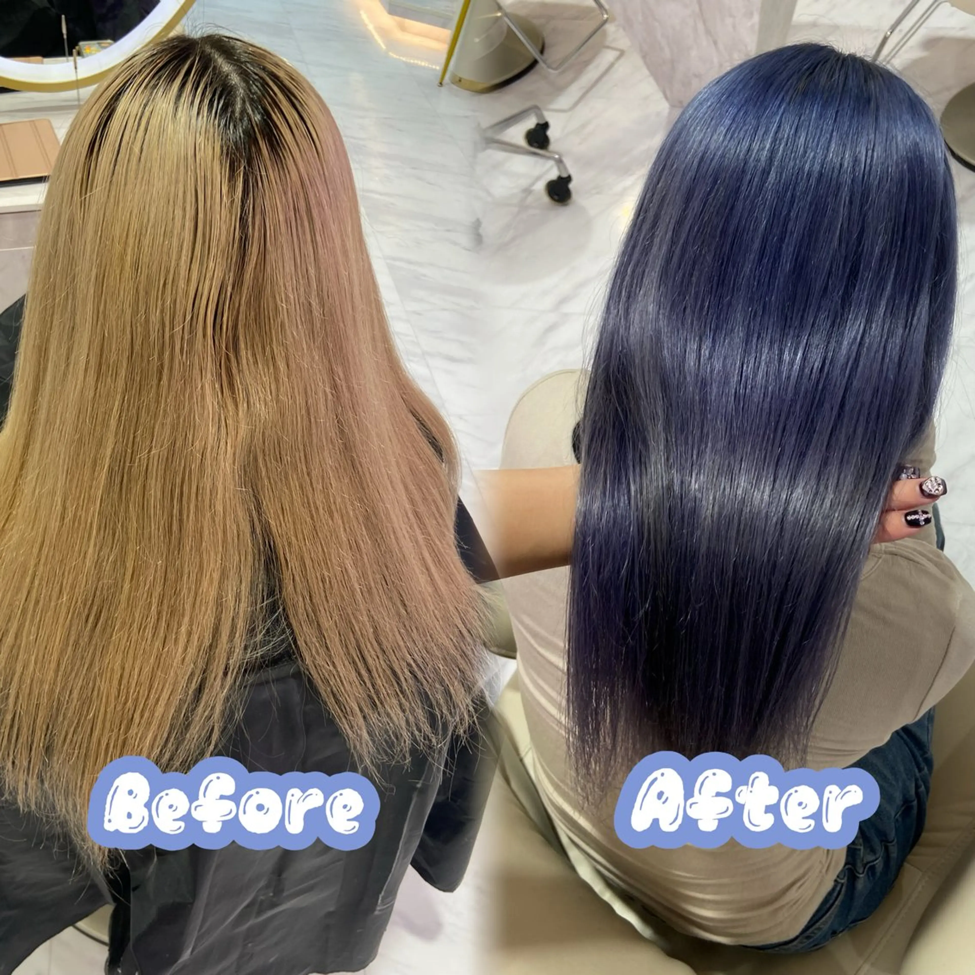 ミディアム カラー アッシュ ブルーカラー カット ヘアカラー トリートメント 名駅/ハイトーン /Y2k/YUNAのヘアスタイル