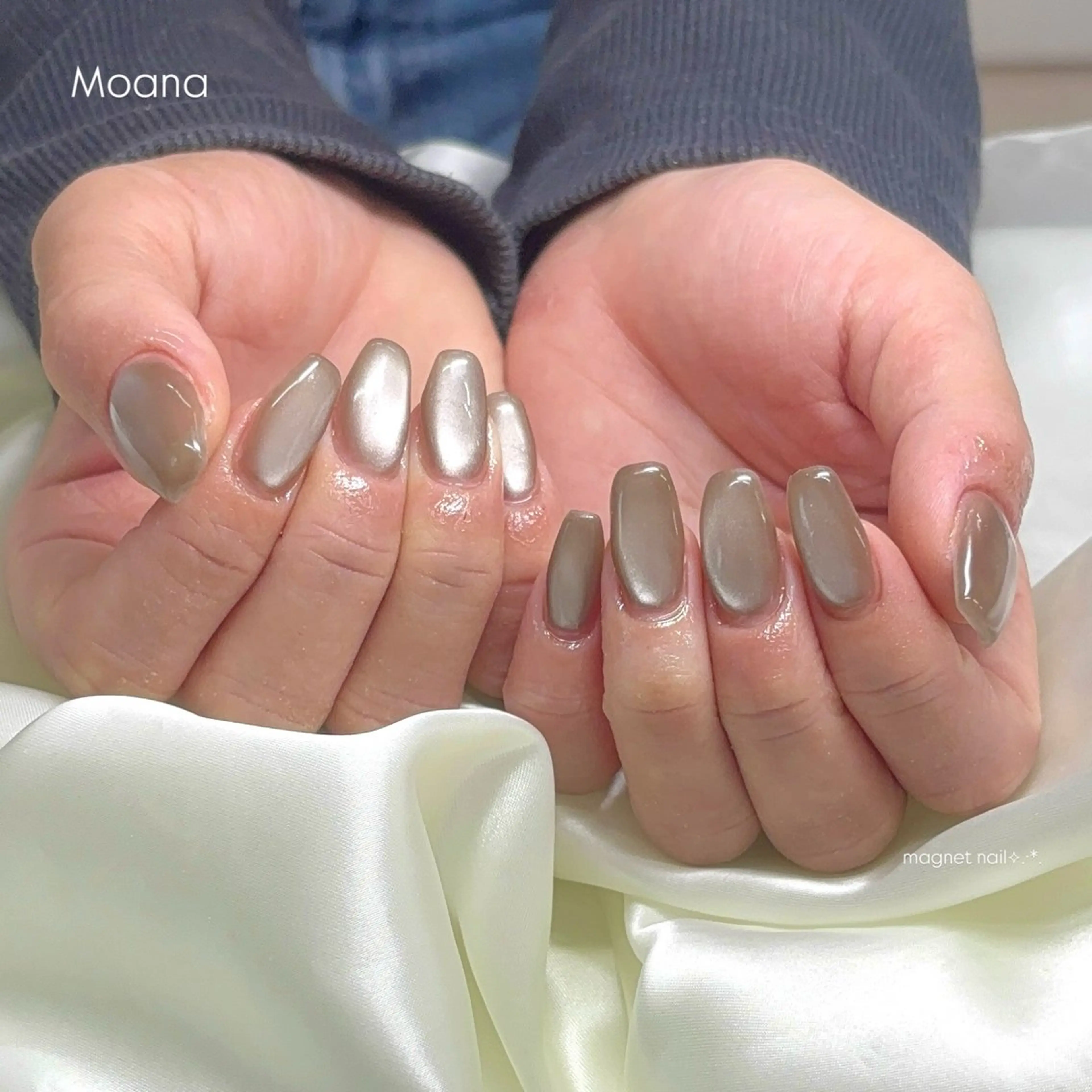 甘皮ケア付き💡美フォルム◎マグネットネイル 長さ出し(1本300円)○の写真