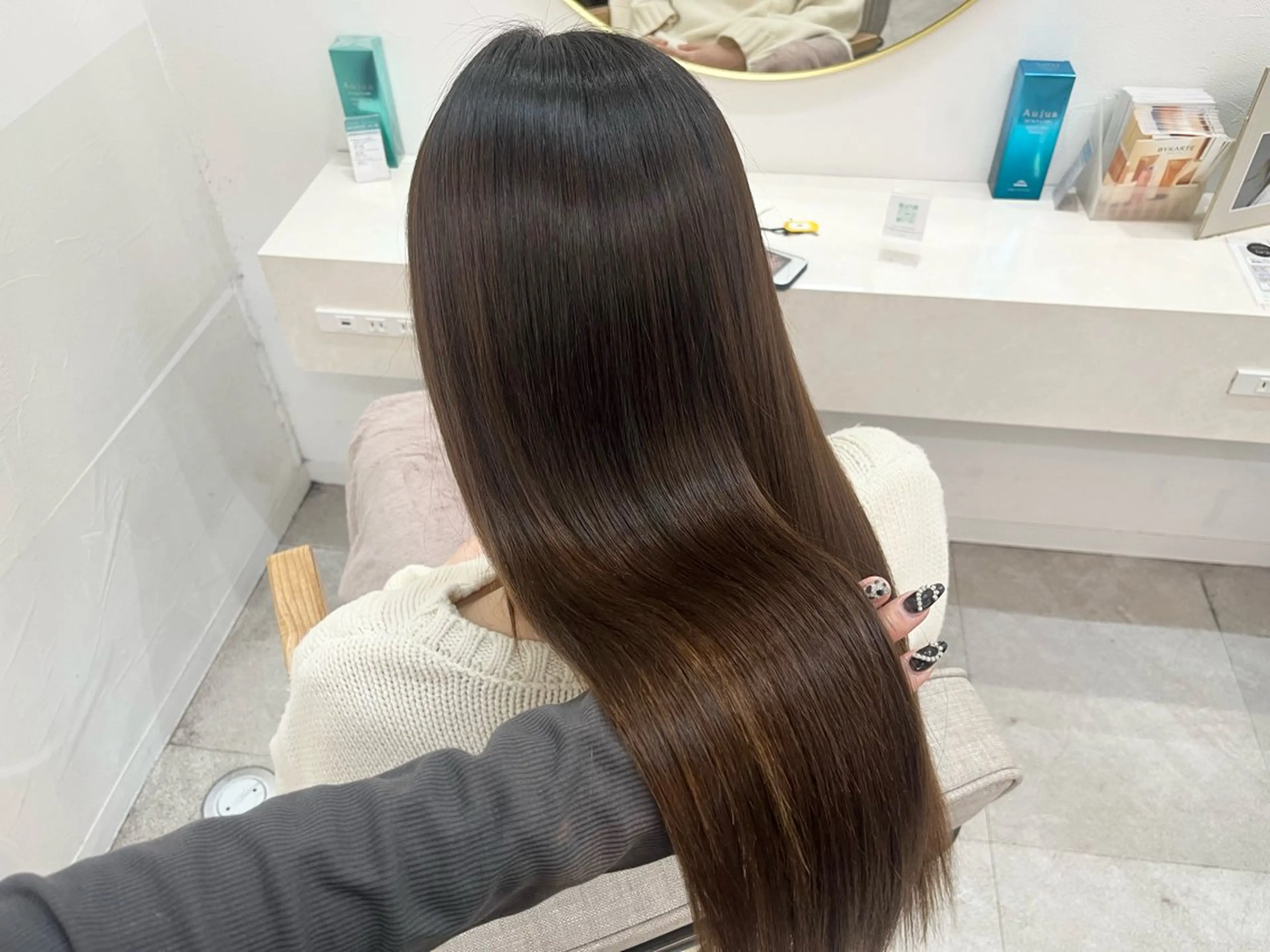 ロング パーマ 縮毛矯正 縮毛矯正 🦋Yui🦋透明感 /艶カラー/髪質改善のヘアスタイル