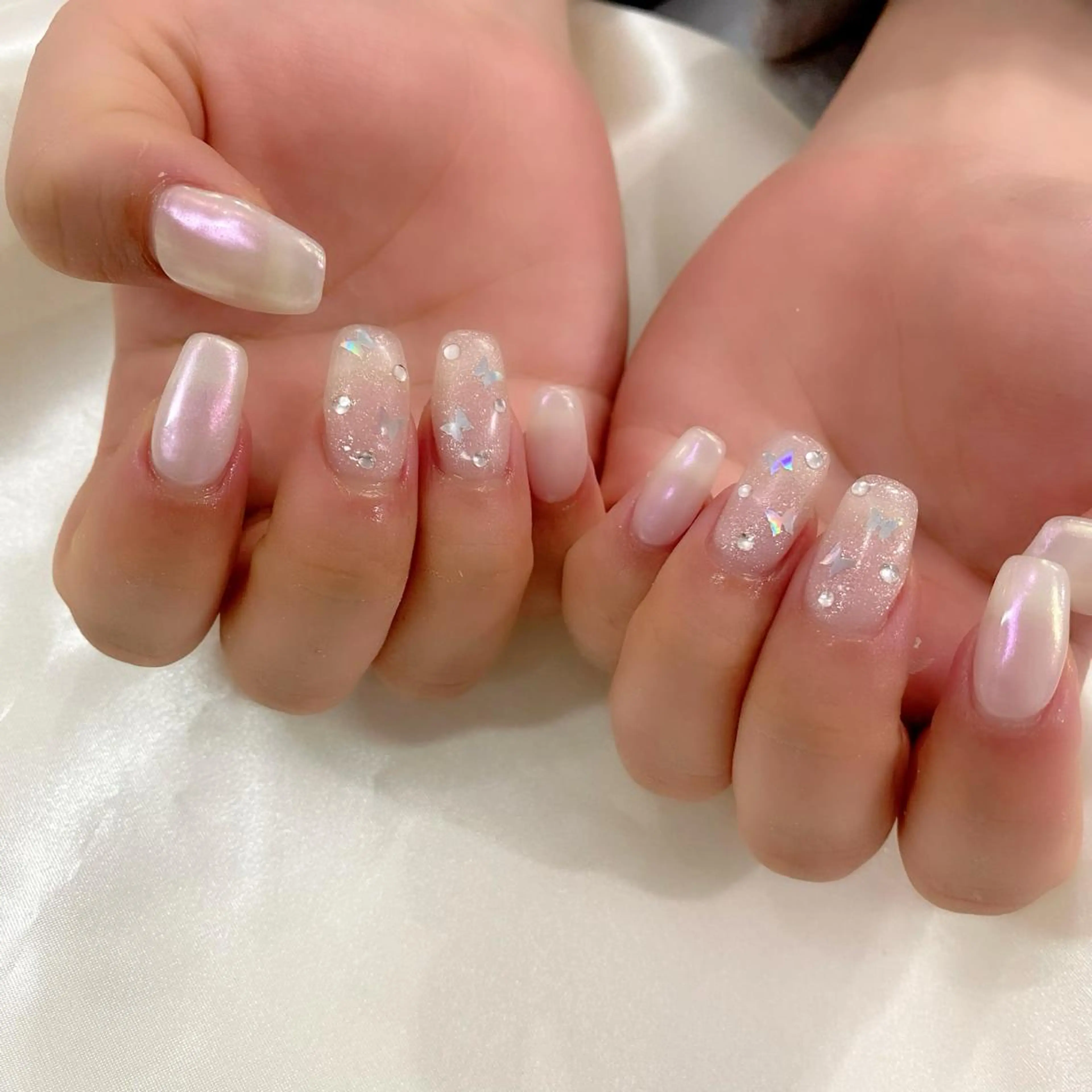 ネイル オーロラネイル 成人式 スカルプネイル スクエアネイル 冬ネイル ハンドネイル Salon Ｋのネイルデザイン