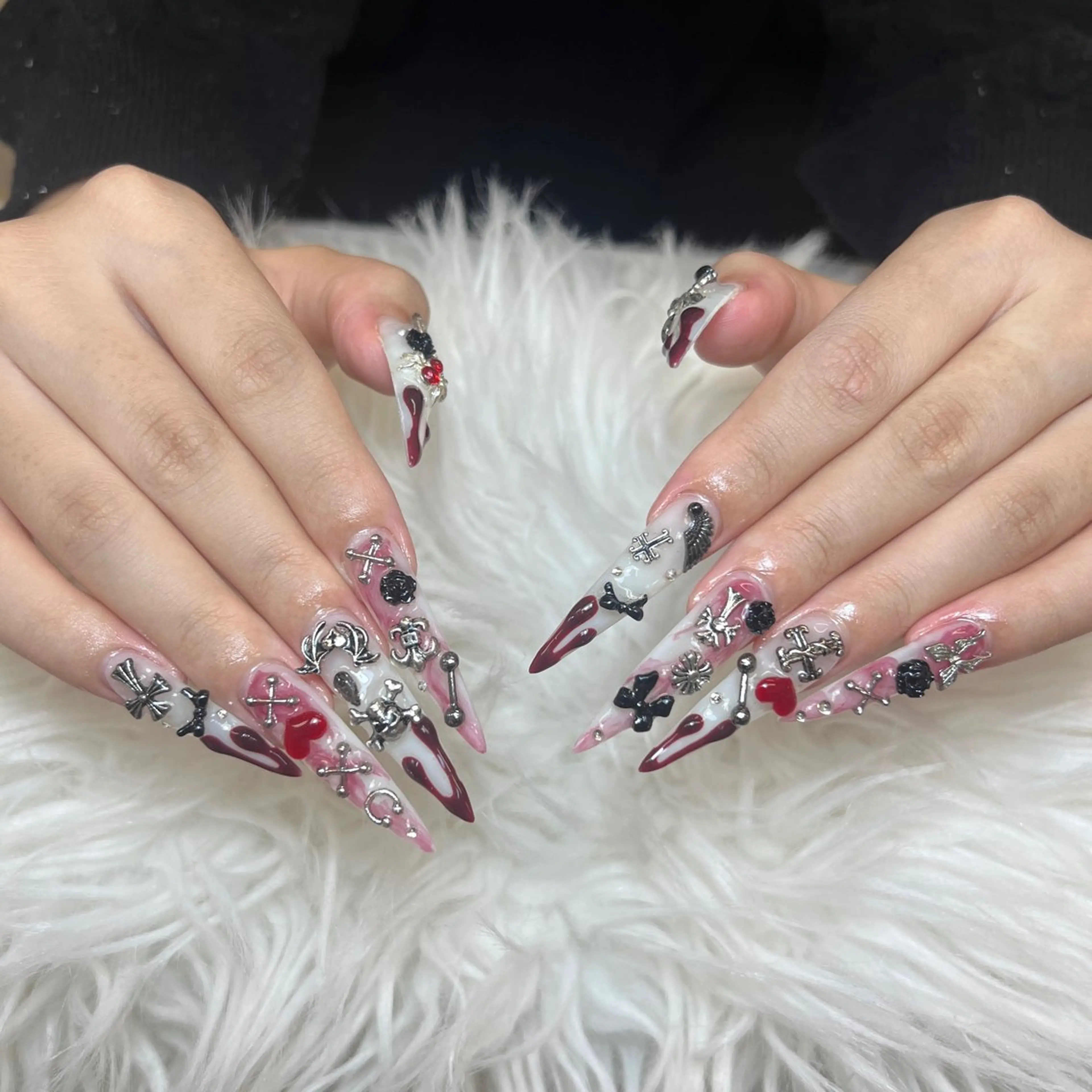 ネイル アートネイル オーロラネイル チークネイル 長さ出し フットネイル Noiranail_ studio川越西口のネイルデザイン