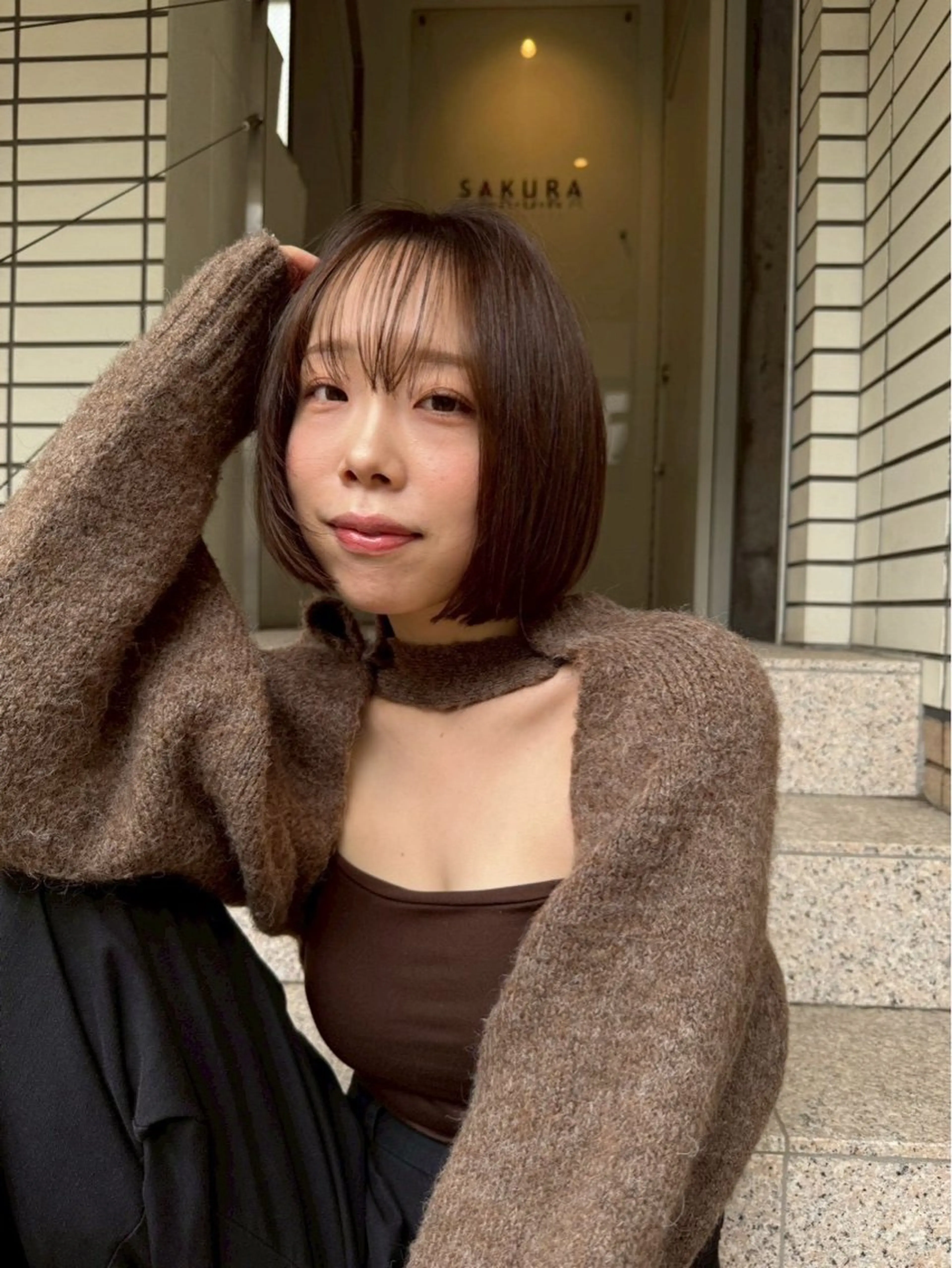 ショート カラー ボブ 似合わせカット カット 縮毛矯正 トリートメント SAKURA omotesandoのヘアスタイル