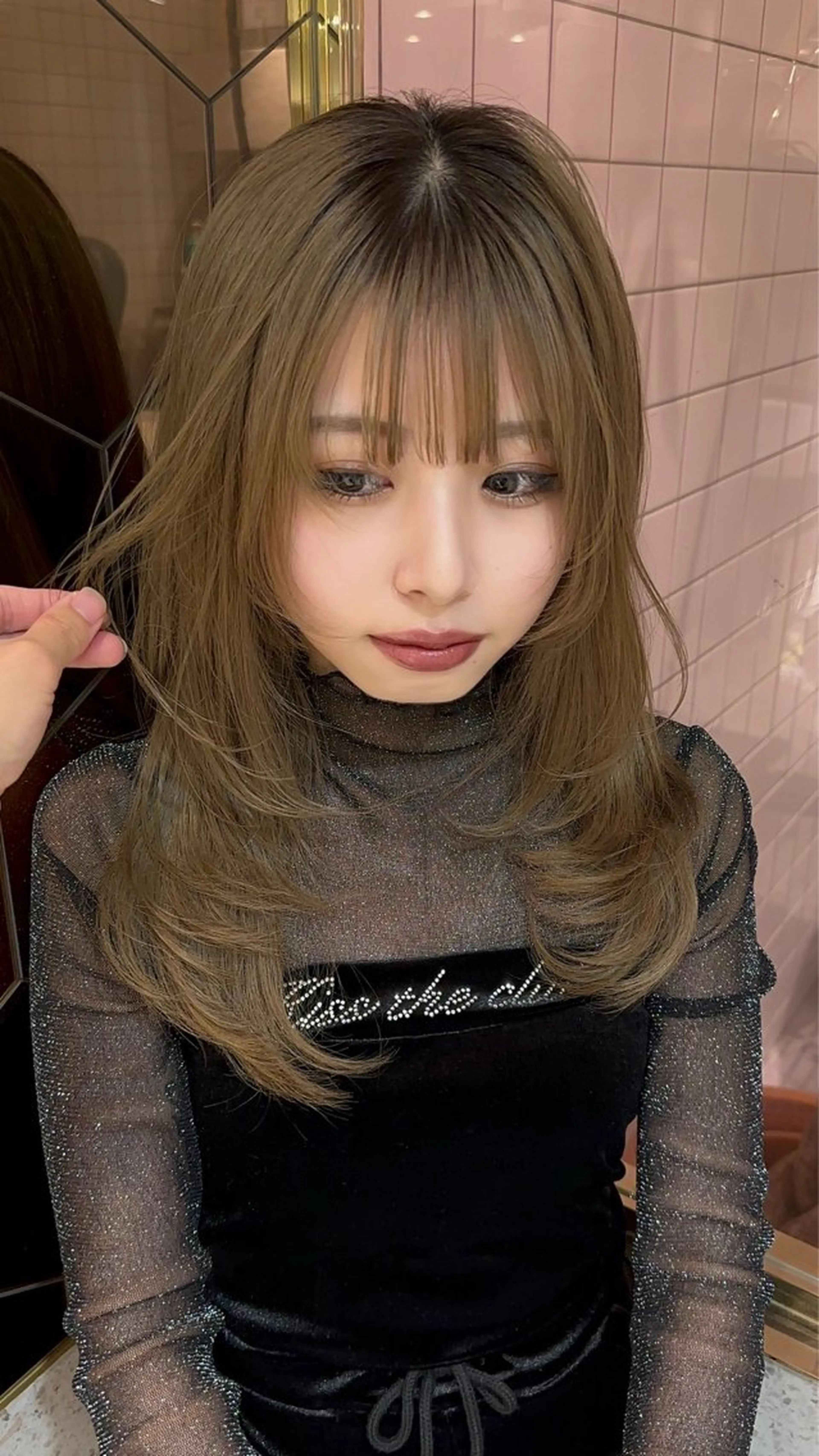 ミディアム 髪質改善 韓国風ヘア レイヤーカット ウルフカット ウルフレイヤー カット ヘアカラー トリートメント ボブ/レイヤーボブ/ 髪質改善/梶川 夏季のヘアスタイル