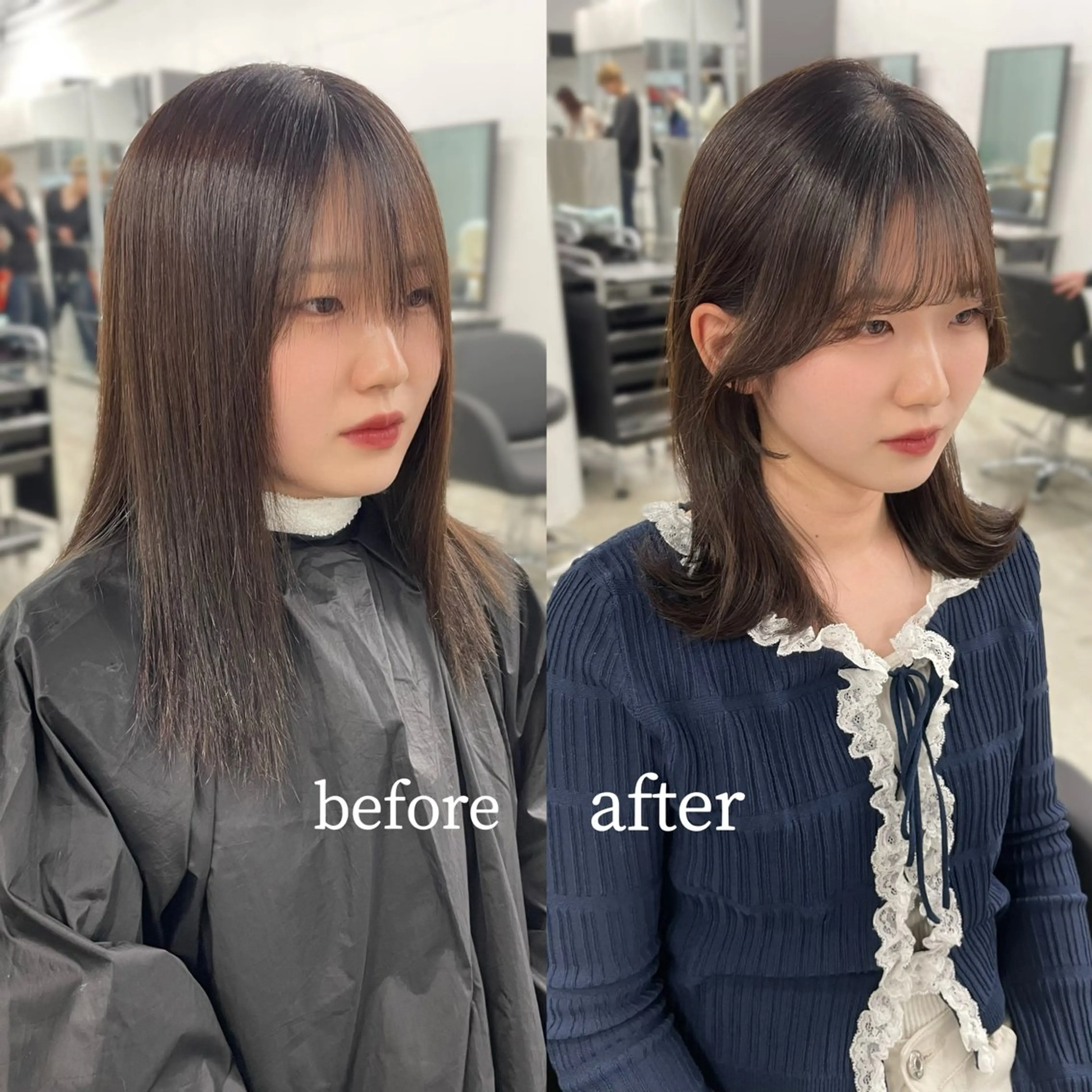 ミディアム レイヤーカット/ 縮毛矯正/ミサキ💐のヘアスタイル