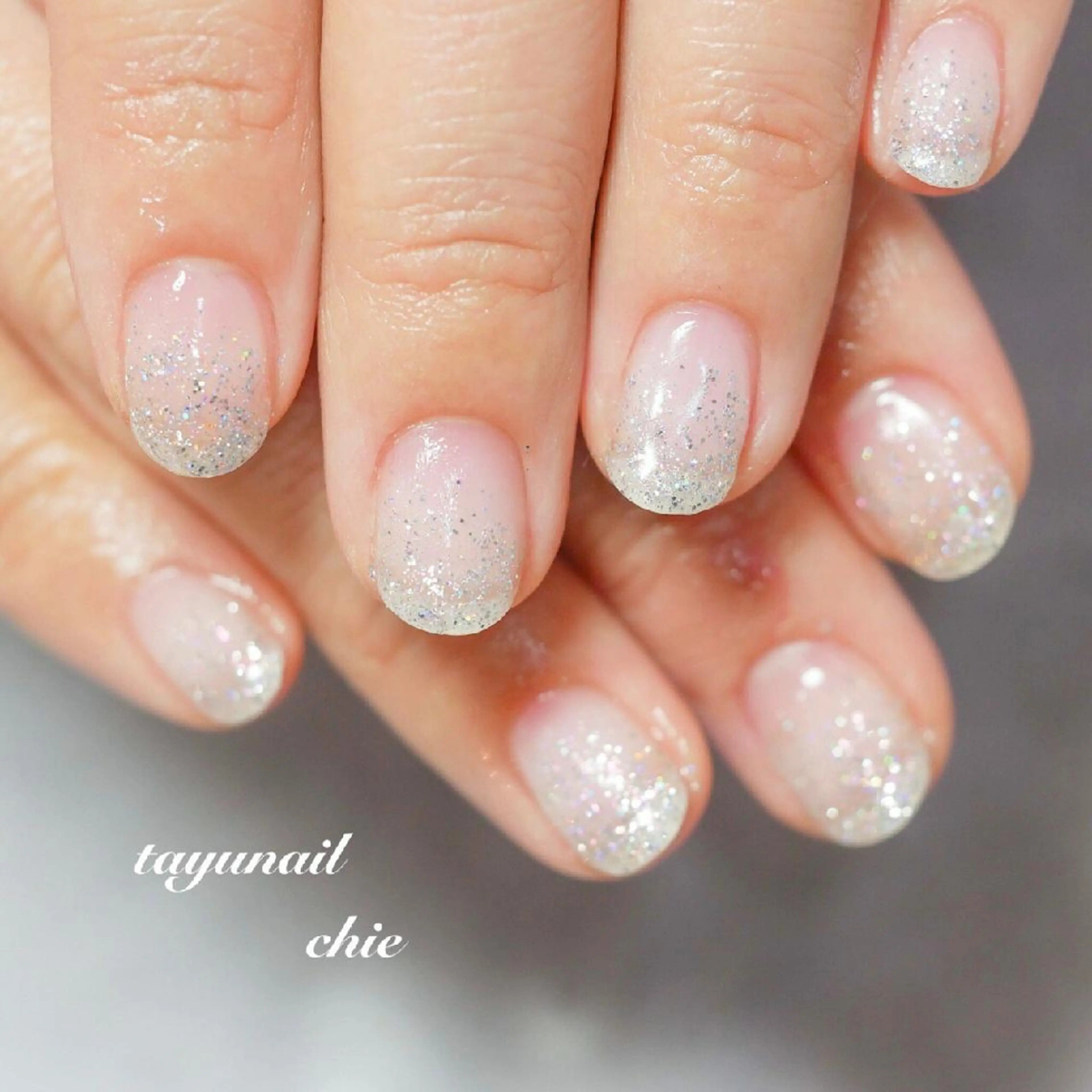 ネイル ブルー ジェルネイル グラデーション キラキラネイル ラメ(グリッター) ネイルサロン・ネイルスクール　たゆnail所属・ネイルサロン 【たゆnail】のネイルデザイン