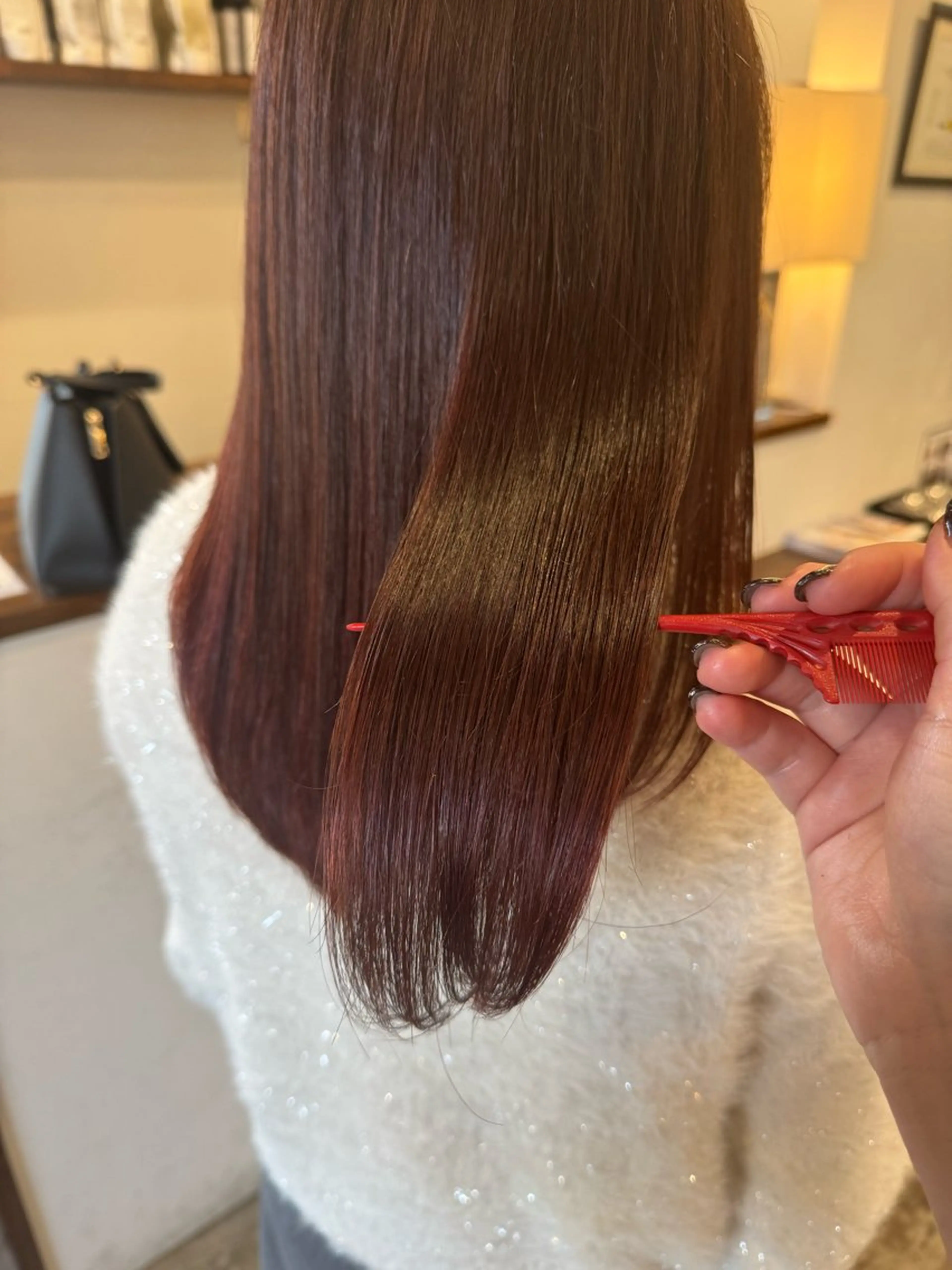 ロング カラー ブラウンカラー ピンクカラー ピンクブラウン カット ヘアカラー EFFACE鴻巣 2号店  中山柚香のヘアスタイル