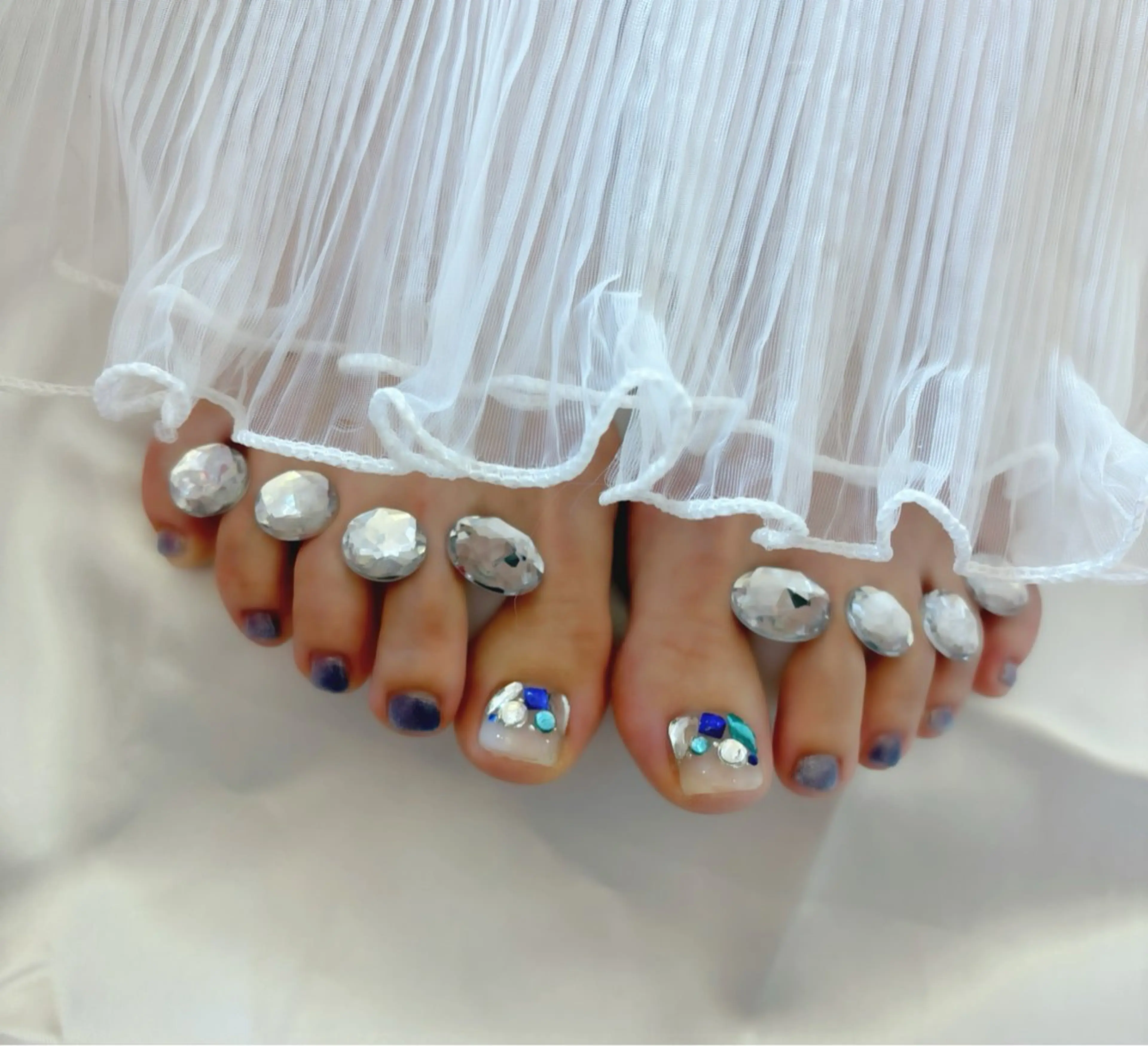 ネイル ブルー フットネイル フットネイル Nail Salon macherieのネイルデザイン