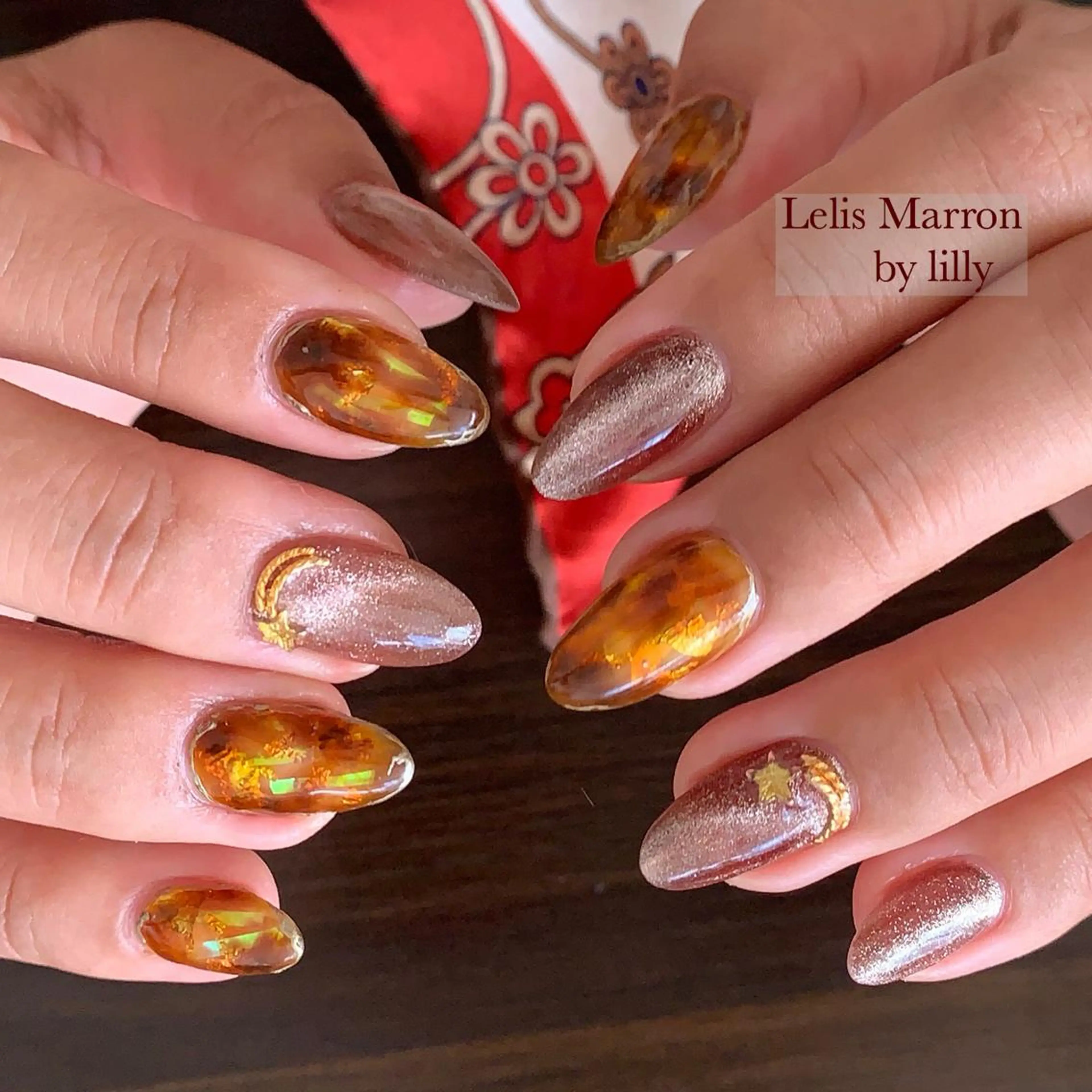 ネイル べっ甲ネイル ジェルネイル マグネットネイル Lelis Marron所属・岸 侑李のネイルデザイン