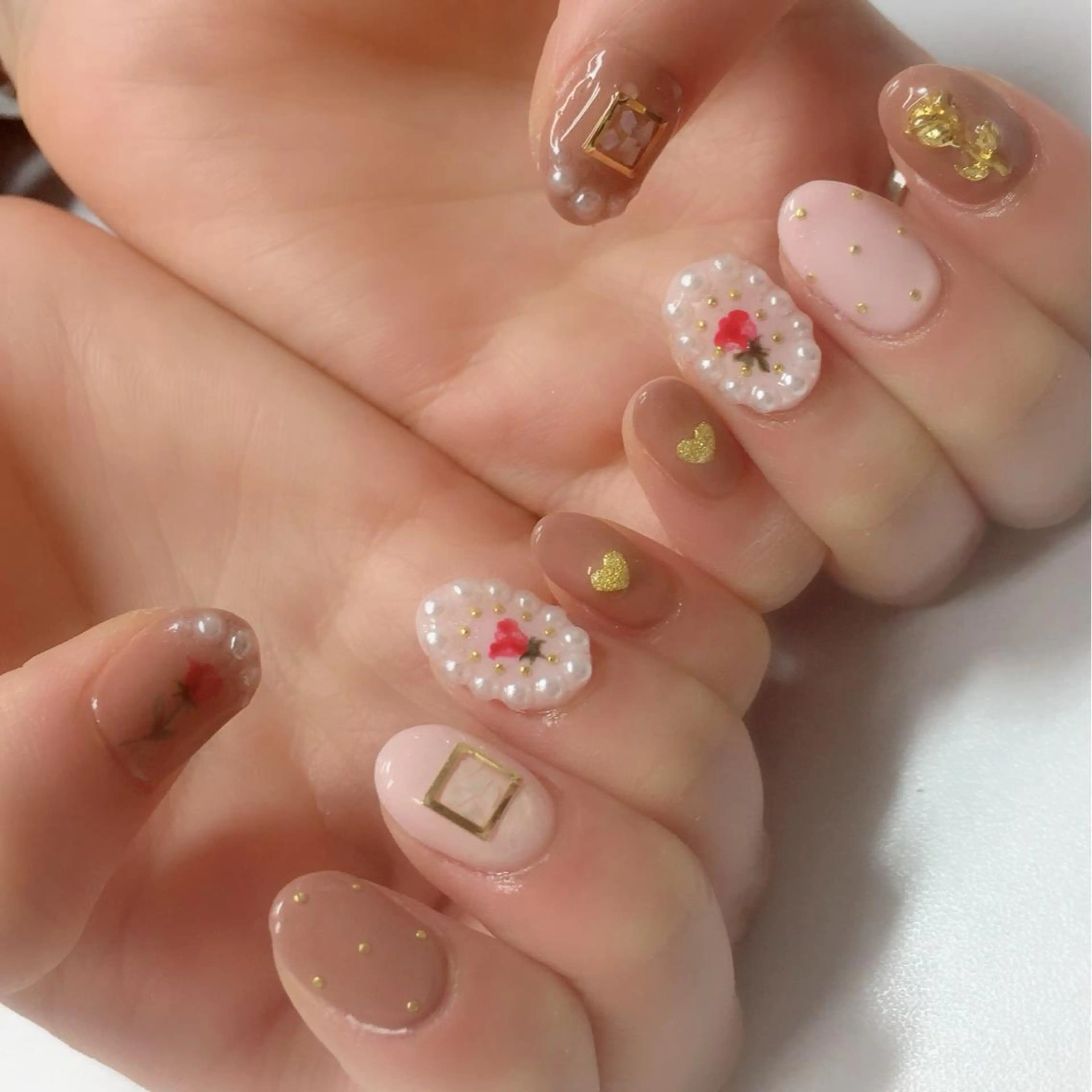 ネイル ガーリー ハンドネイル plume nail ☆韓国ネイルのネイルデザイン