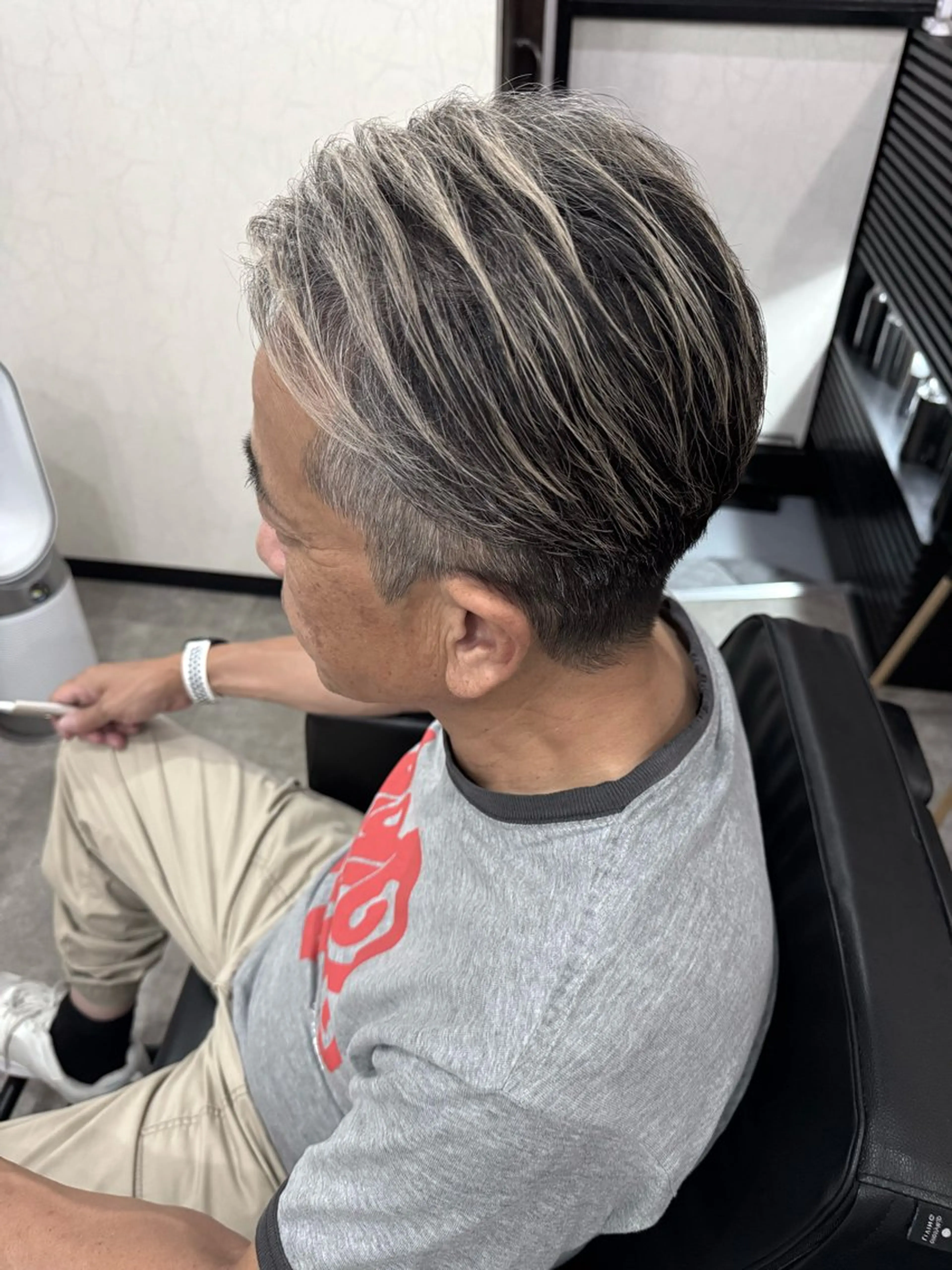 ショート カラー メンズ オールバック メンズハイライト ハイライトカラー ハイライト TETISS所属・💈メンズハイライト 南谷💈のヘアスタイル