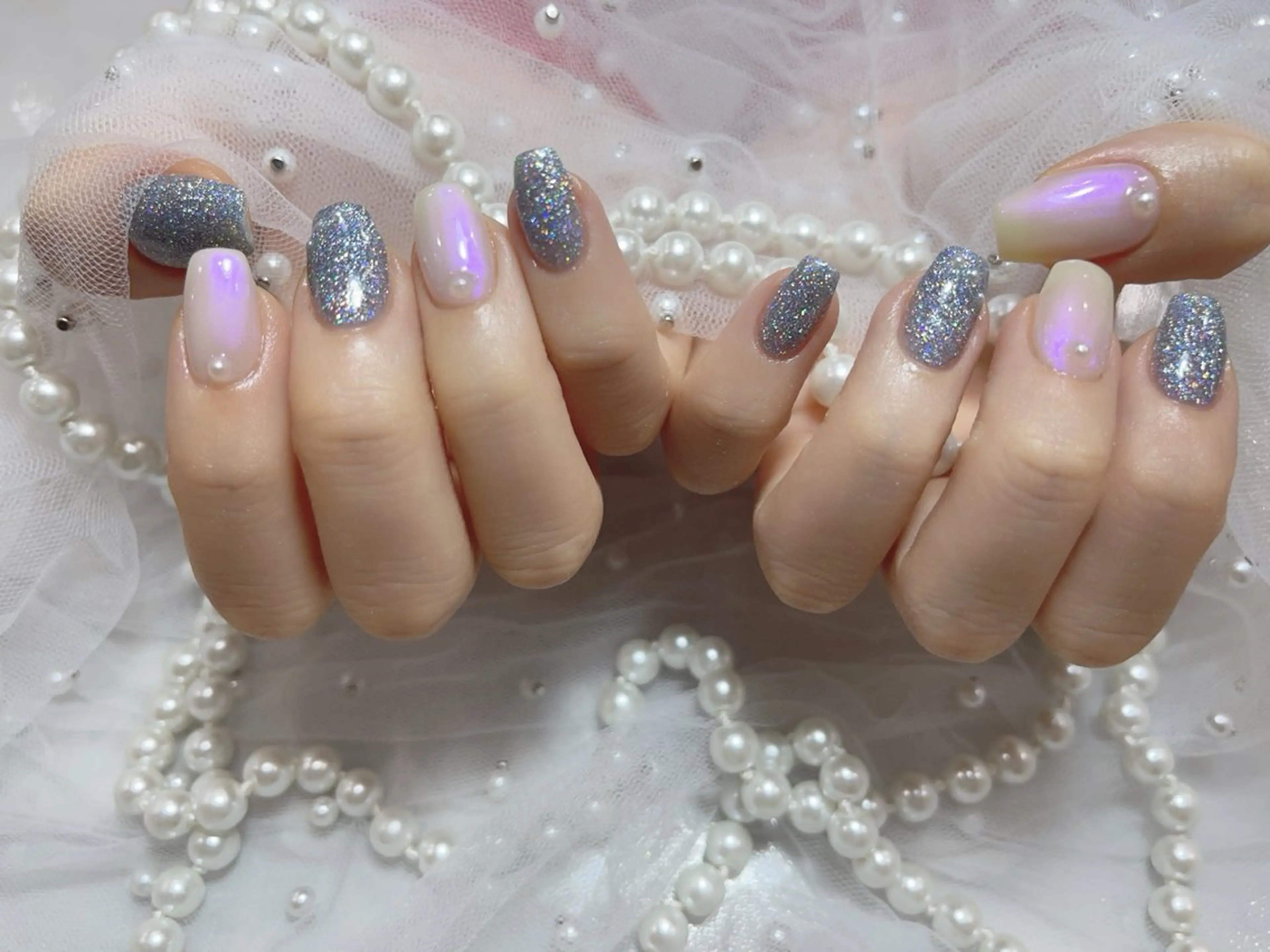 ネイル アートネイル フラッシュネイル フレンチネイル ガラスフレンチ グラデーション M2beauty Renaのネイルデザイン