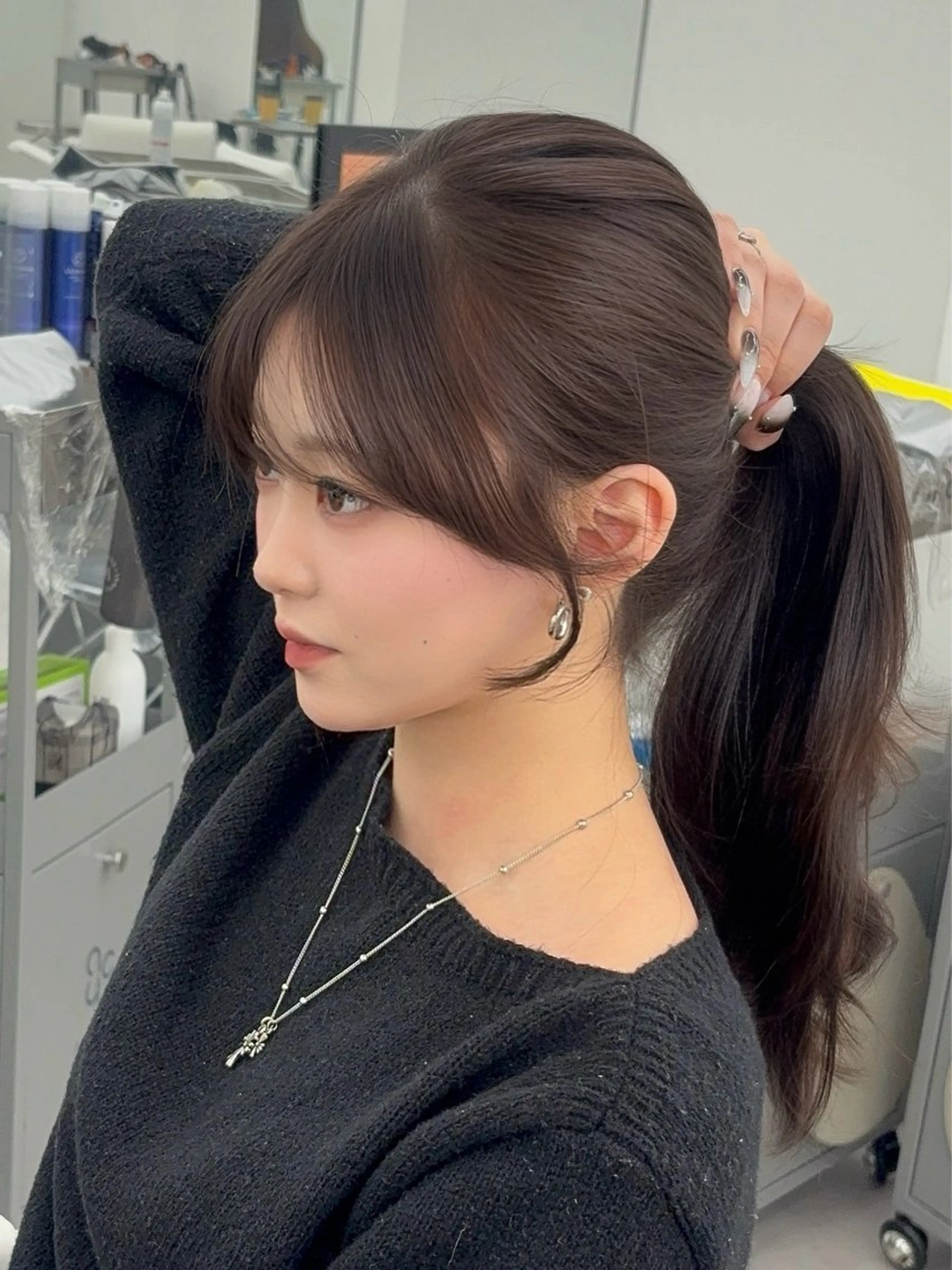 ロング カラー レイヤーカット 小顔カット カット ヘアカラー トリートメント 韓国ヘア/レイヤー/ 顔まわり足立遥奈のヘアスタイル