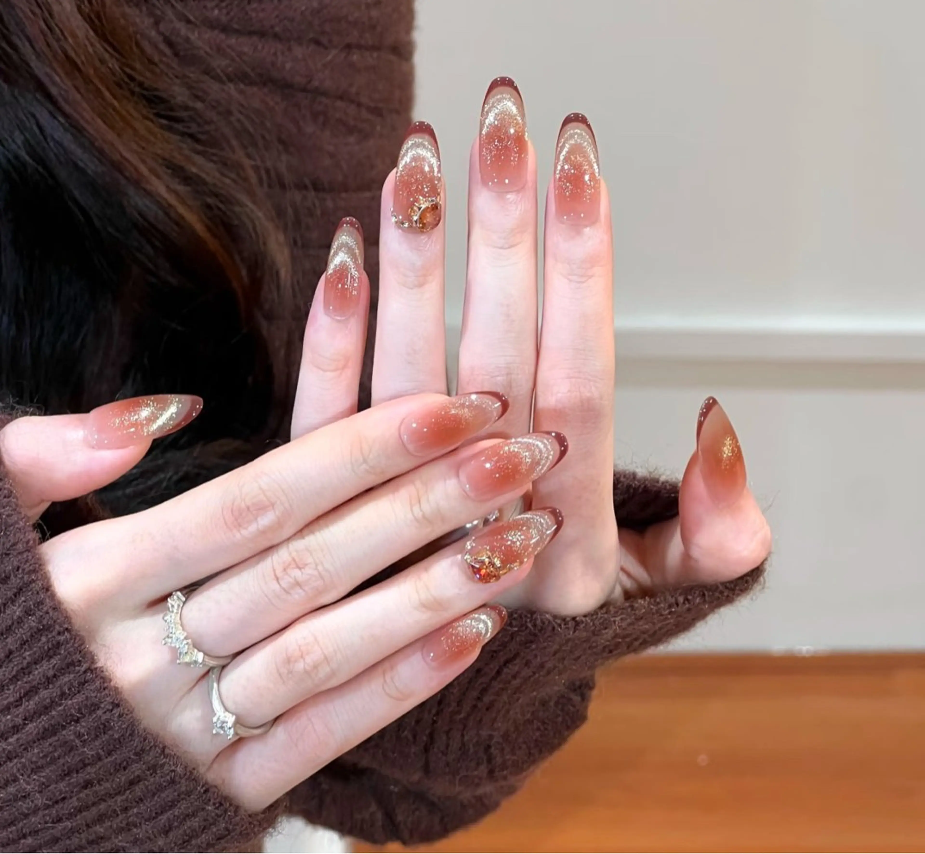 ネイル アートネイル オーロラネイル チークネイル フレンチネイル ガラスフレンチ ハンドネイル 🎀🎀YooLi Nail Salonのネイルデザイン