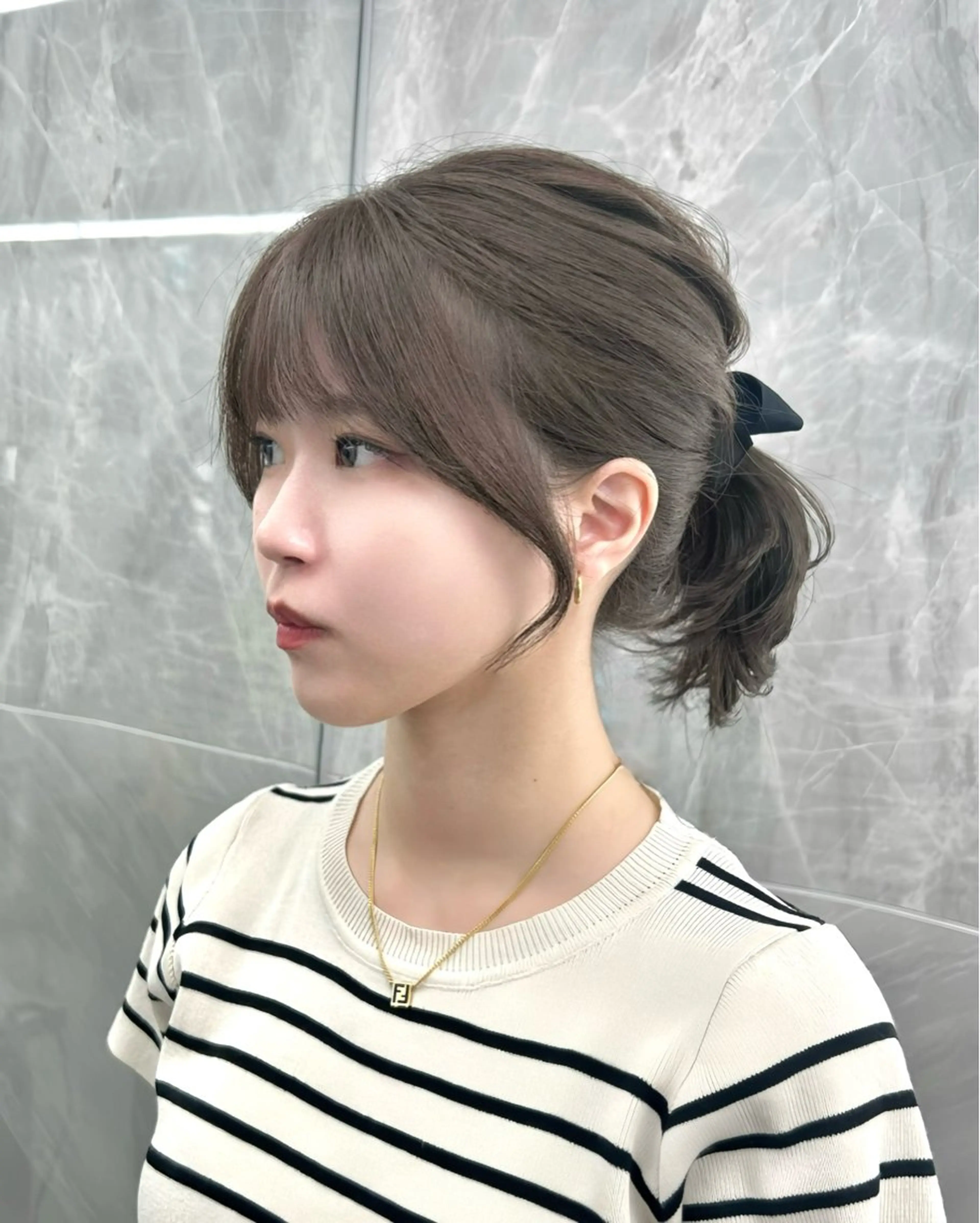 ミディアム 韓国顔まわり/前髪 /レイヤー/いつきのヘアスタイル