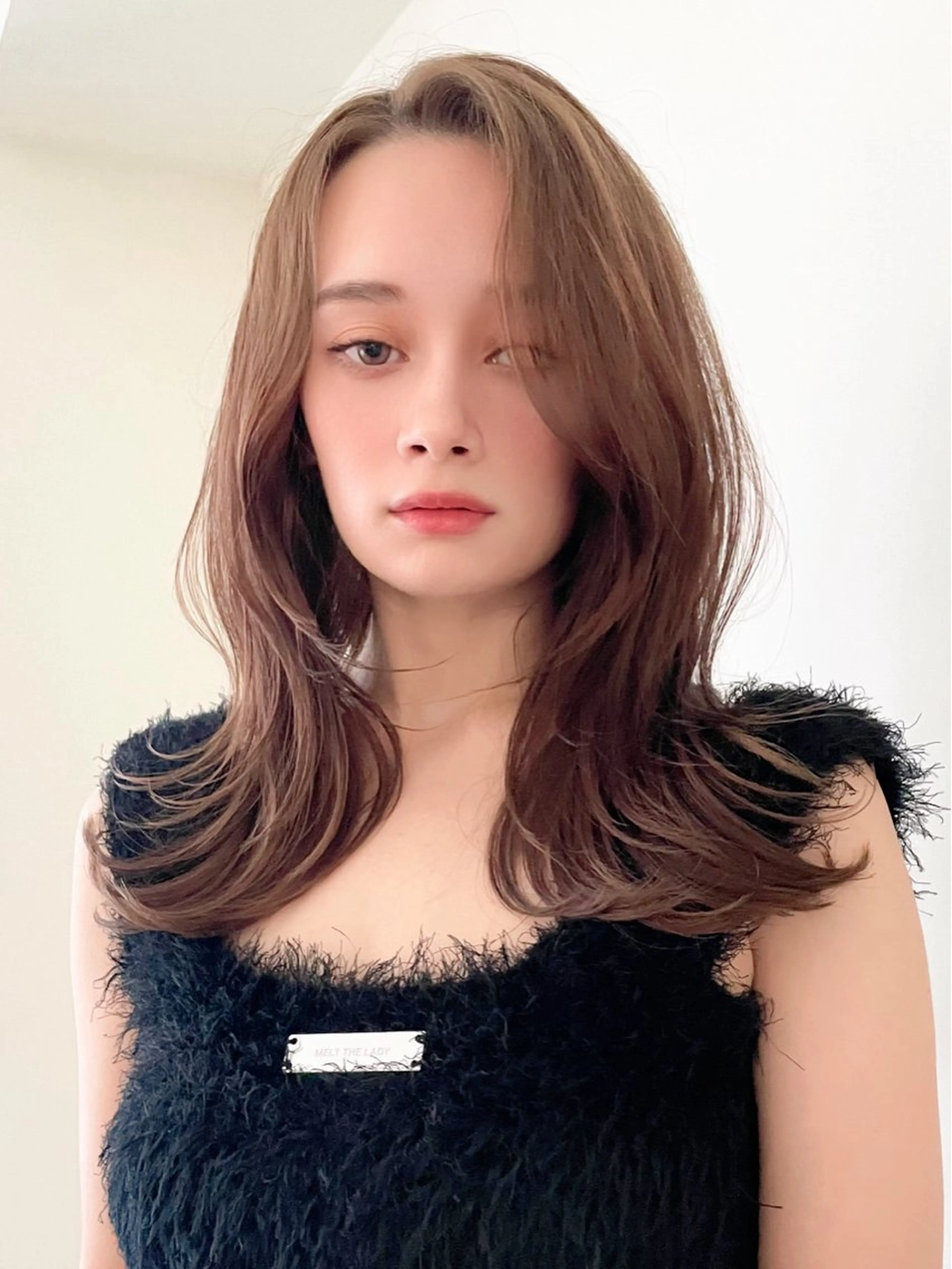 ミディアム カラー ブリーチ 透明感カラー イルミナカラー ブリーチなしカラー オレンジ 小顔ボブ jilblanカホのヘアスタイル