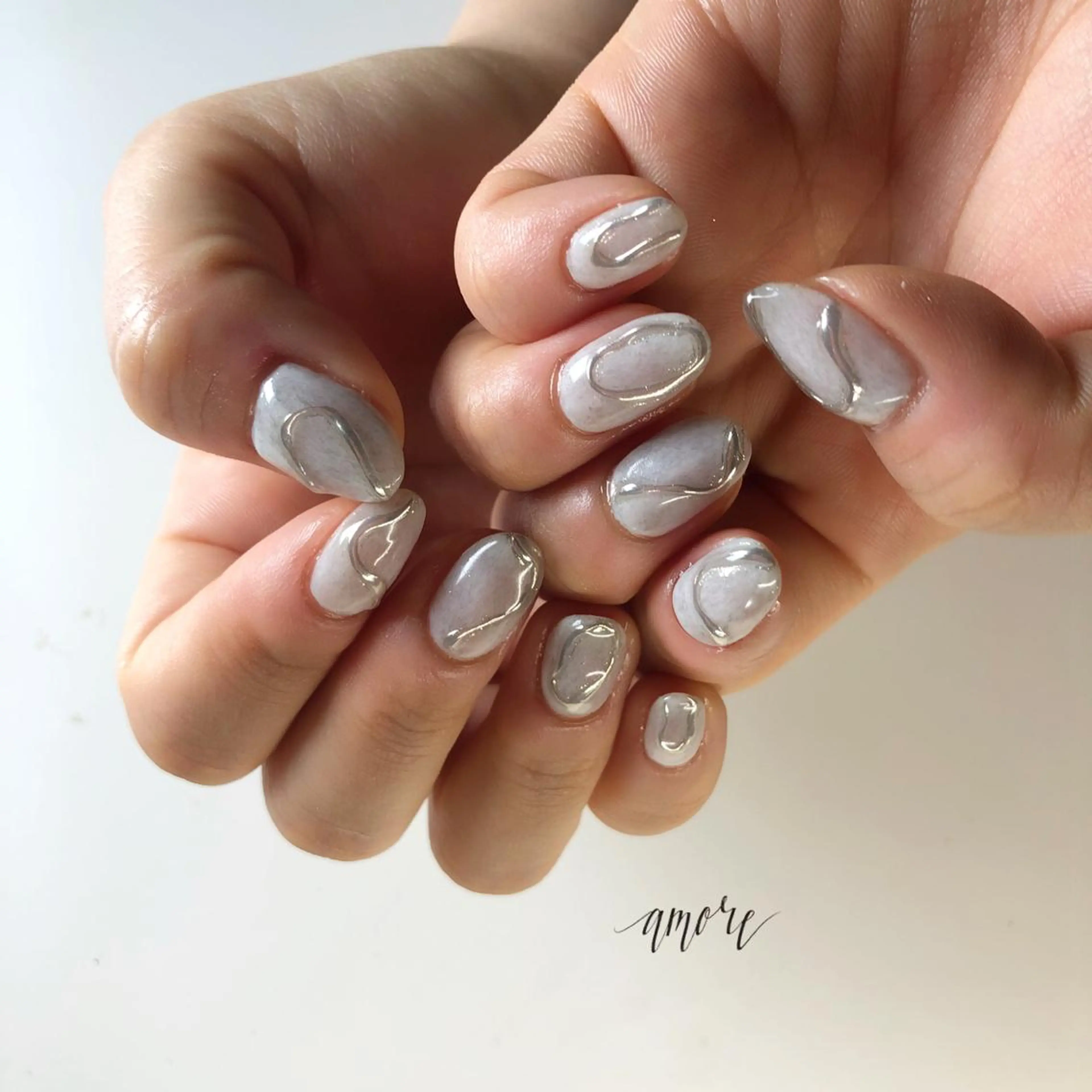 ネイル ジェルネイル 韓国ネイル ミラーネイル ニュアンスネイル 春ネイル You kyehwaのネイルデザイン