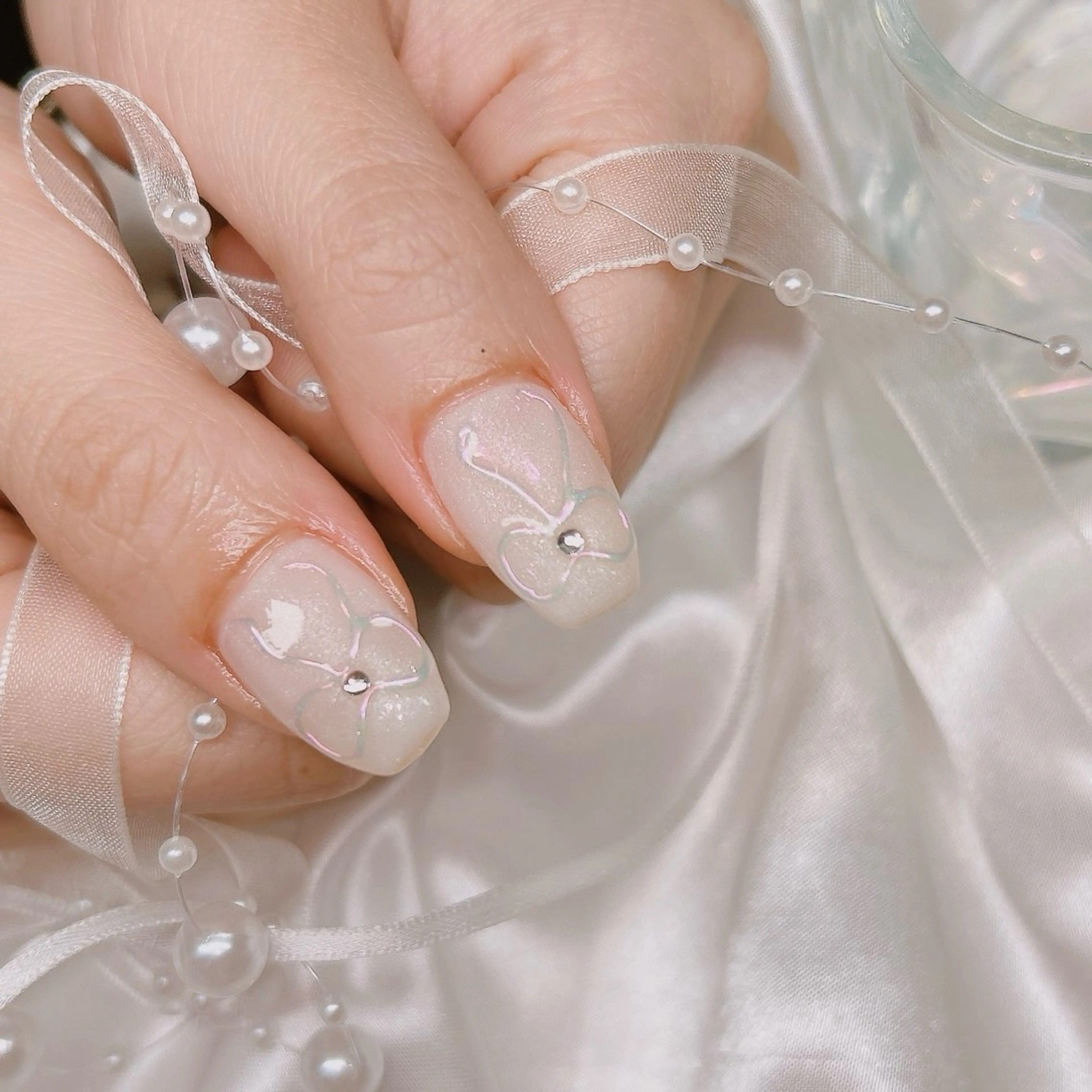 ネイル リボン ハンドネイル junna のぞいてねのネイルデザイン