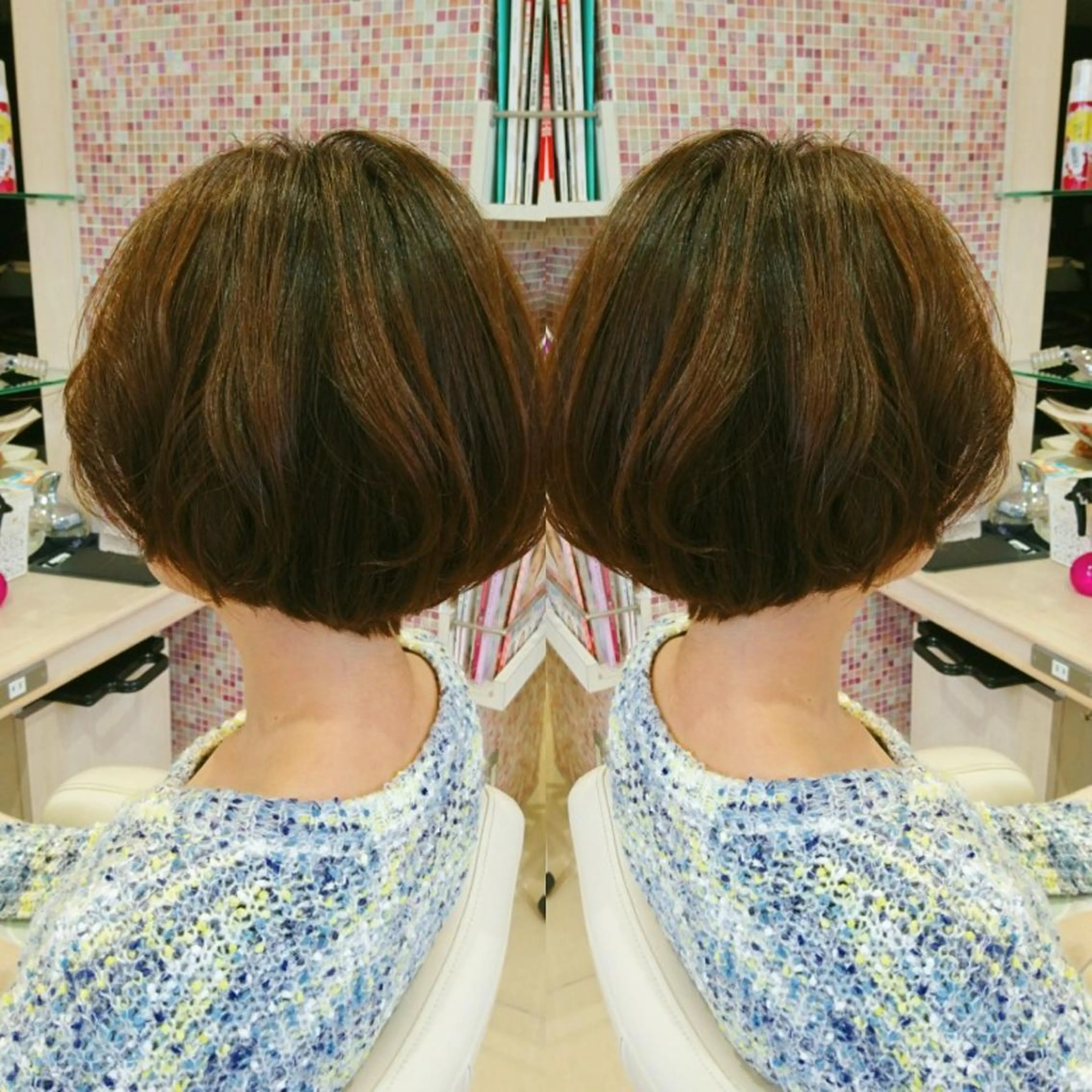 ショート カラー グラデーションカラー ボブ 社内カット講師・店長 菅原賢一のヘアスタイル