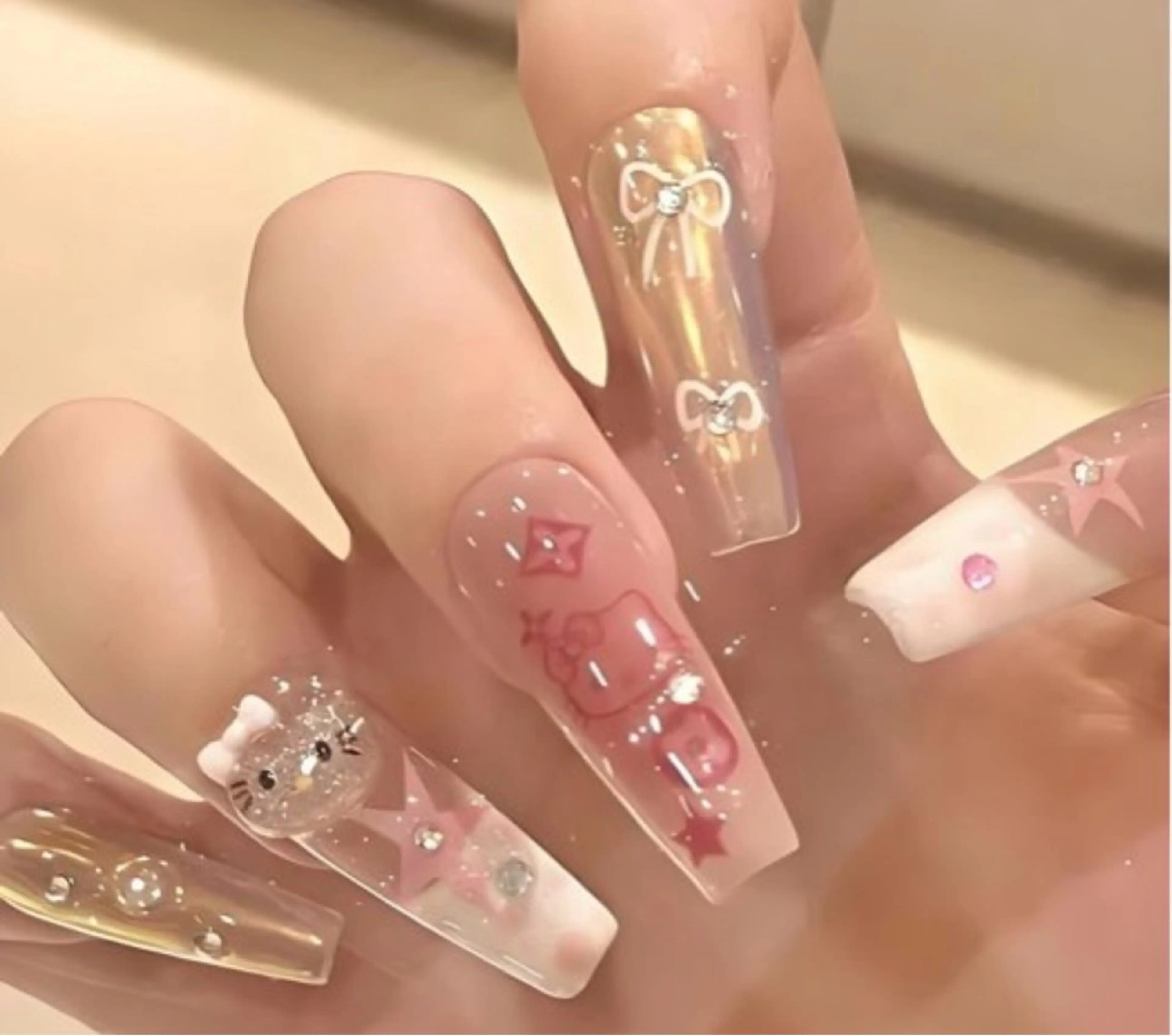 ネイル チークネイル 長さ出し フレンチネイル ガーリー 韓国ネイル SunNail池袋駅 ワンホンネイルのネイルデザイン