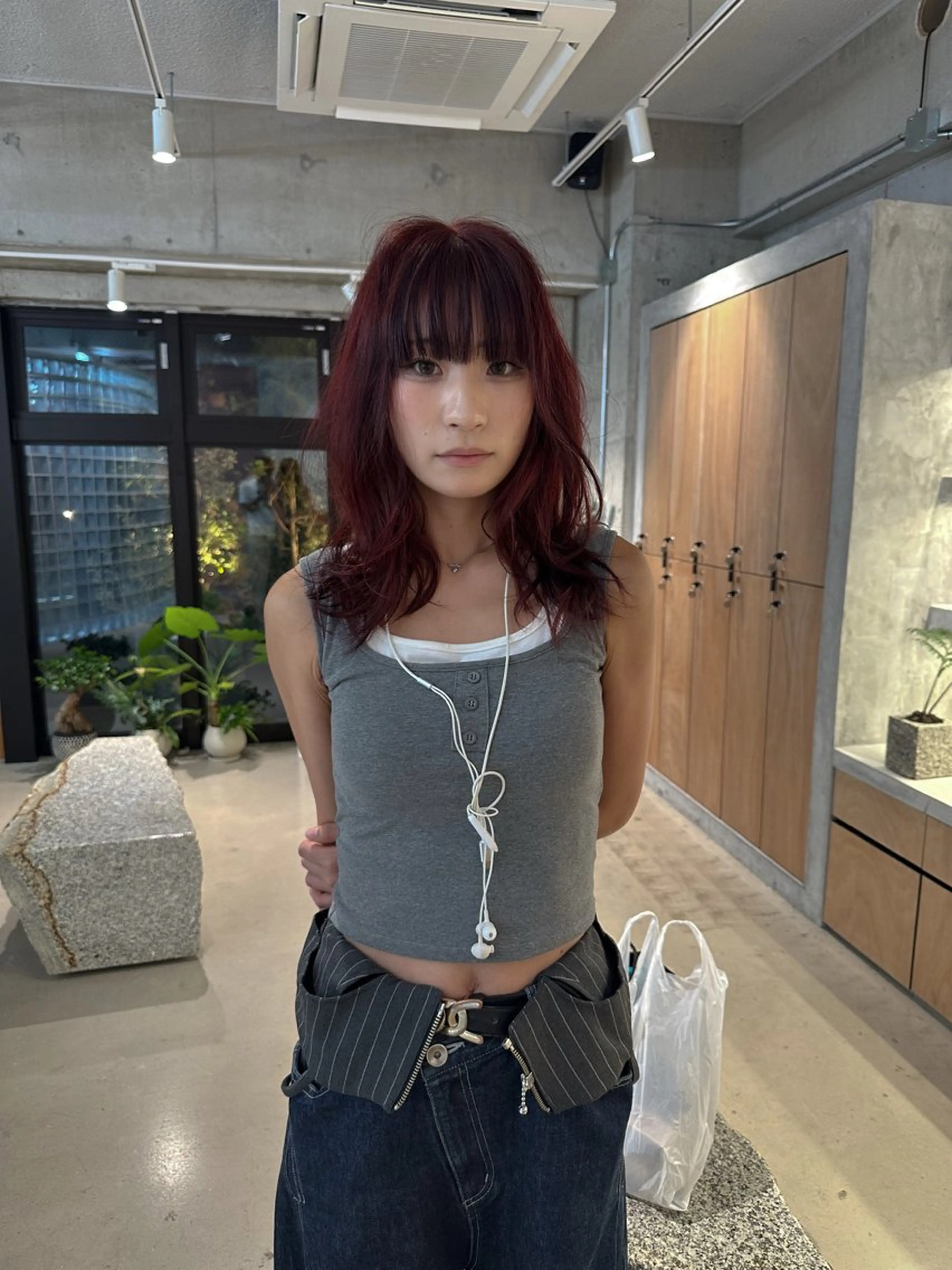 セミロング カラー ブリーチ ダブルカラー ブリーチなしカラー レッドカラー 栄/レイヤーカット /オリーブ/傑🦥のヘアスタイル