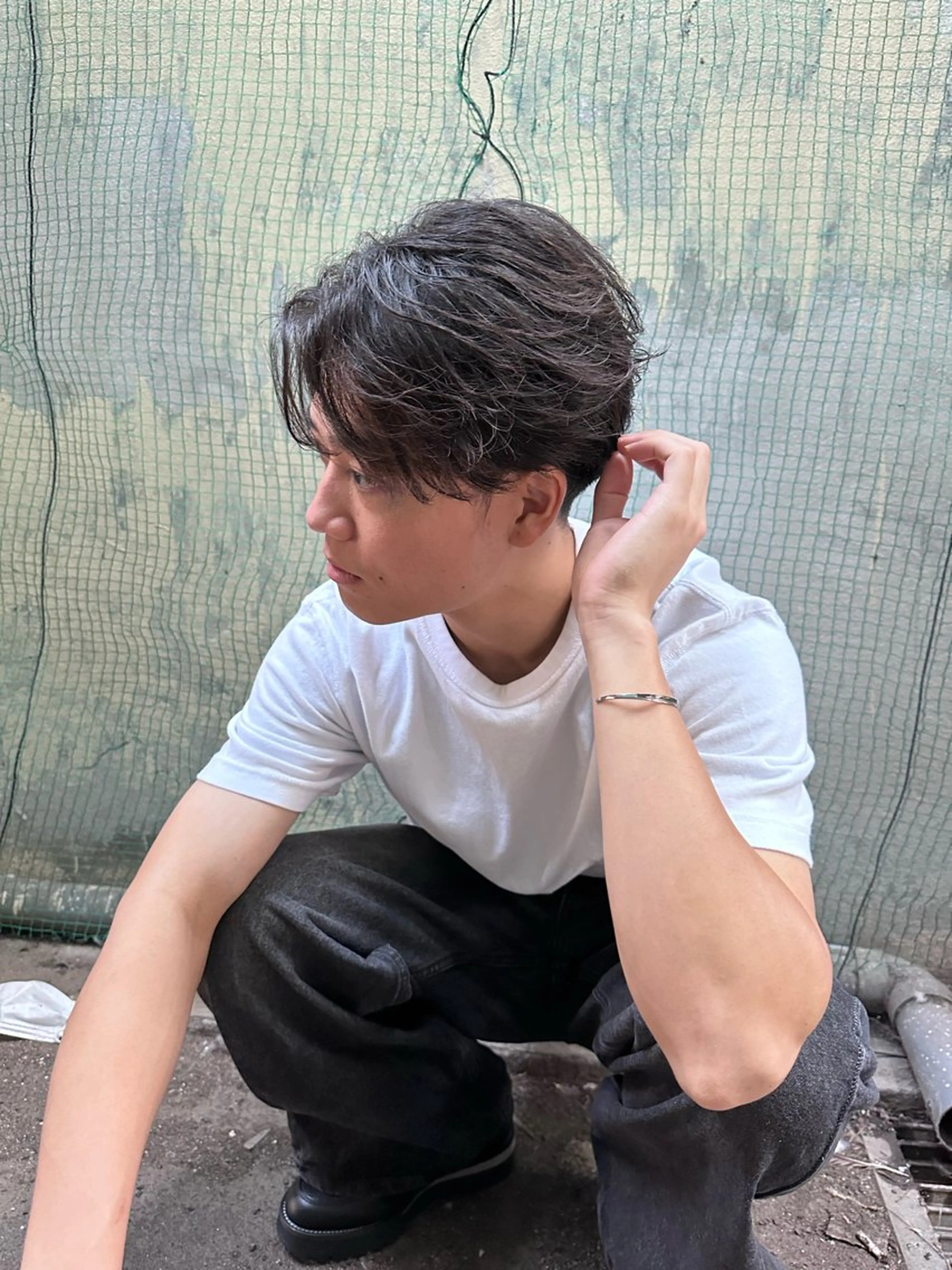 ショート メンズ フェザーパーマ メンズパーマ t.hair垂門真吾 曲がる縮毛矯正/ボブのヘアスタイル