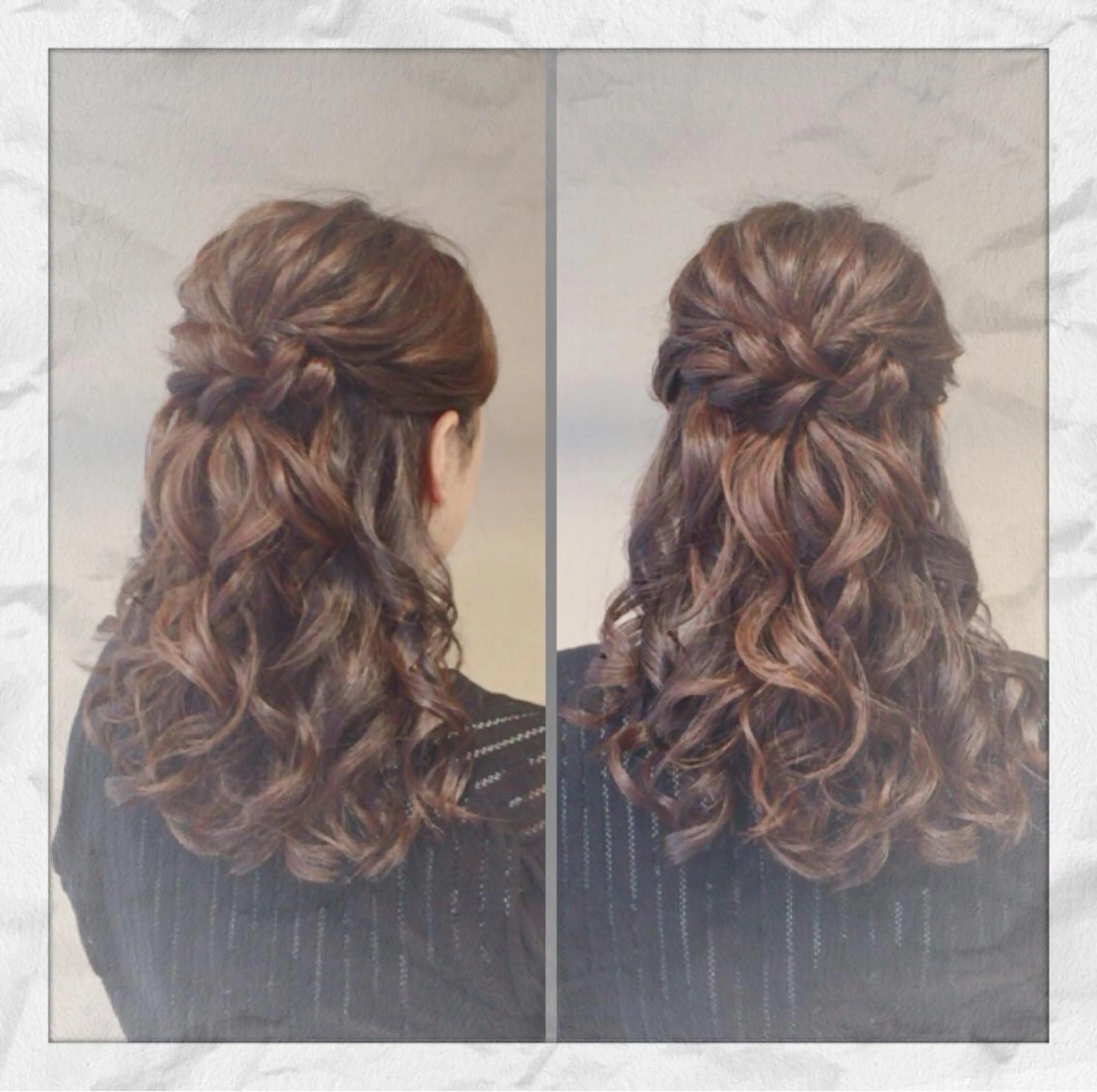 セミロング ヘアアレンジ ハーフアップ 結婚式・ブライダル ヘアセット ヘアセット/着付け 𓇼 松本 夏美𓇼のヘアスタイル