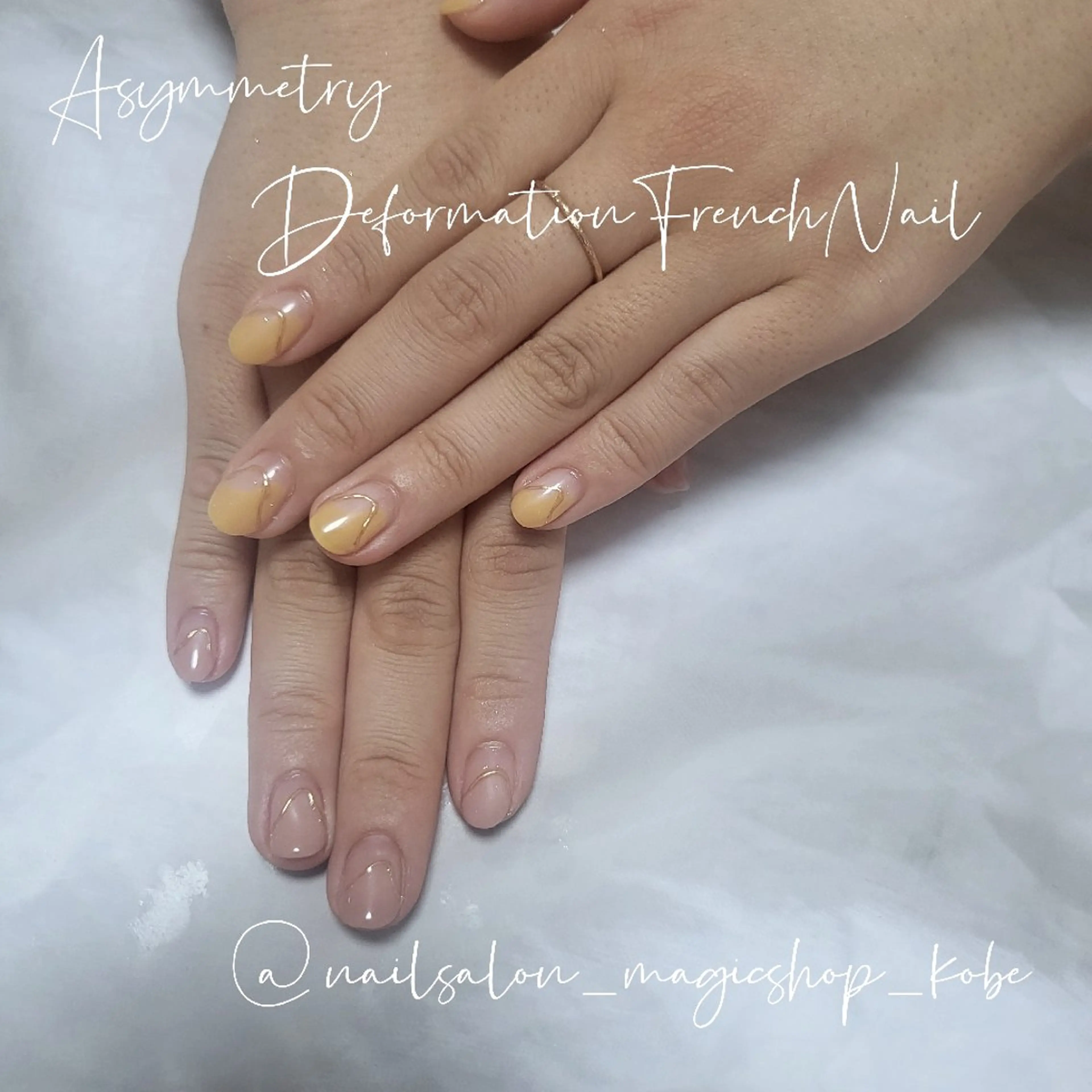 ネイル フレンチネイル ジェルネイル ゴールド ミラーネイル ピンク ハンドネイル Nailsalon MagicShopのネイルデザイン