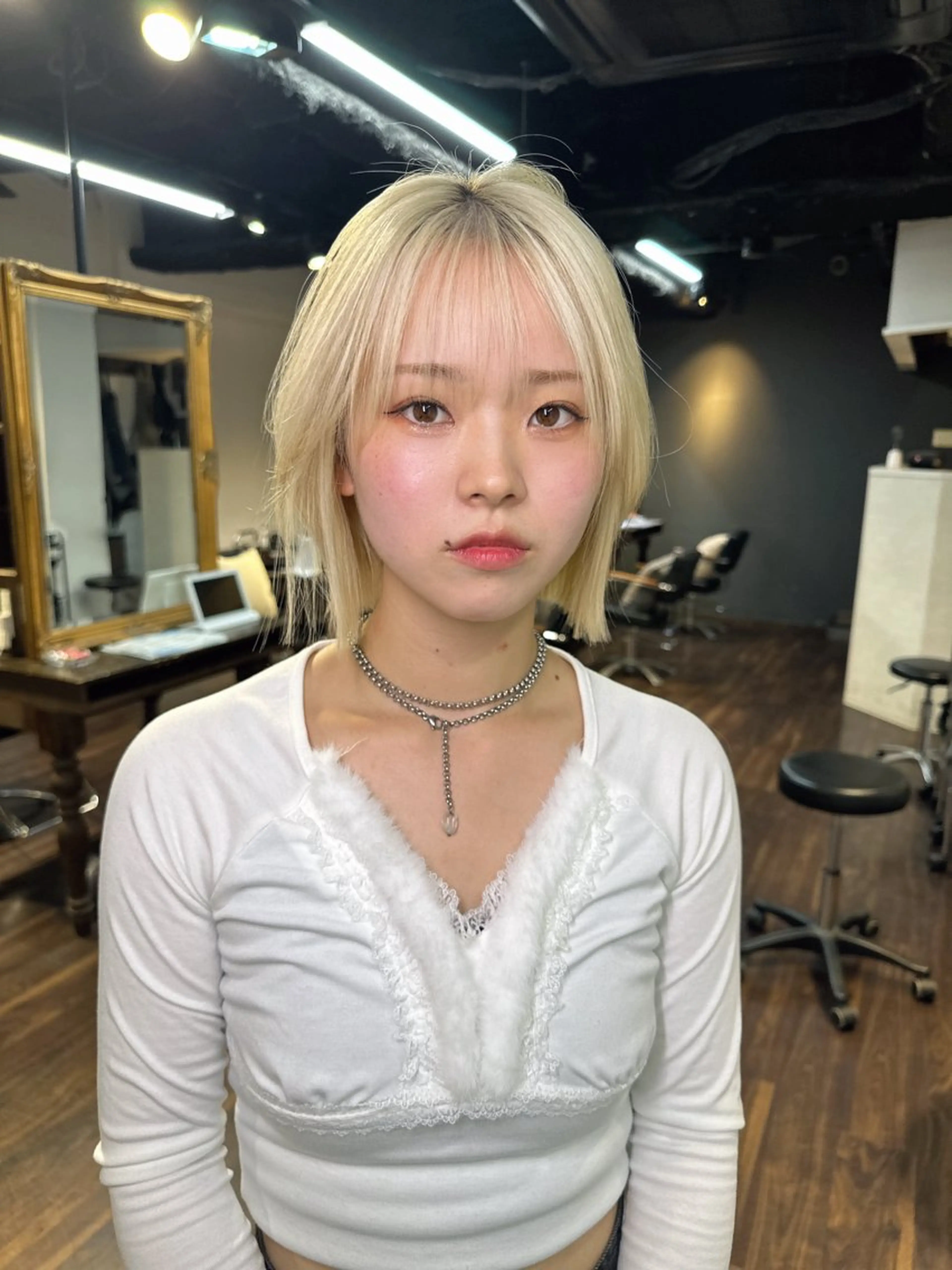 ミディアム ボブレイヤー ボブ レイヤーカット ワンホンヘア ケラチン/Kaitoのヘアスタイル