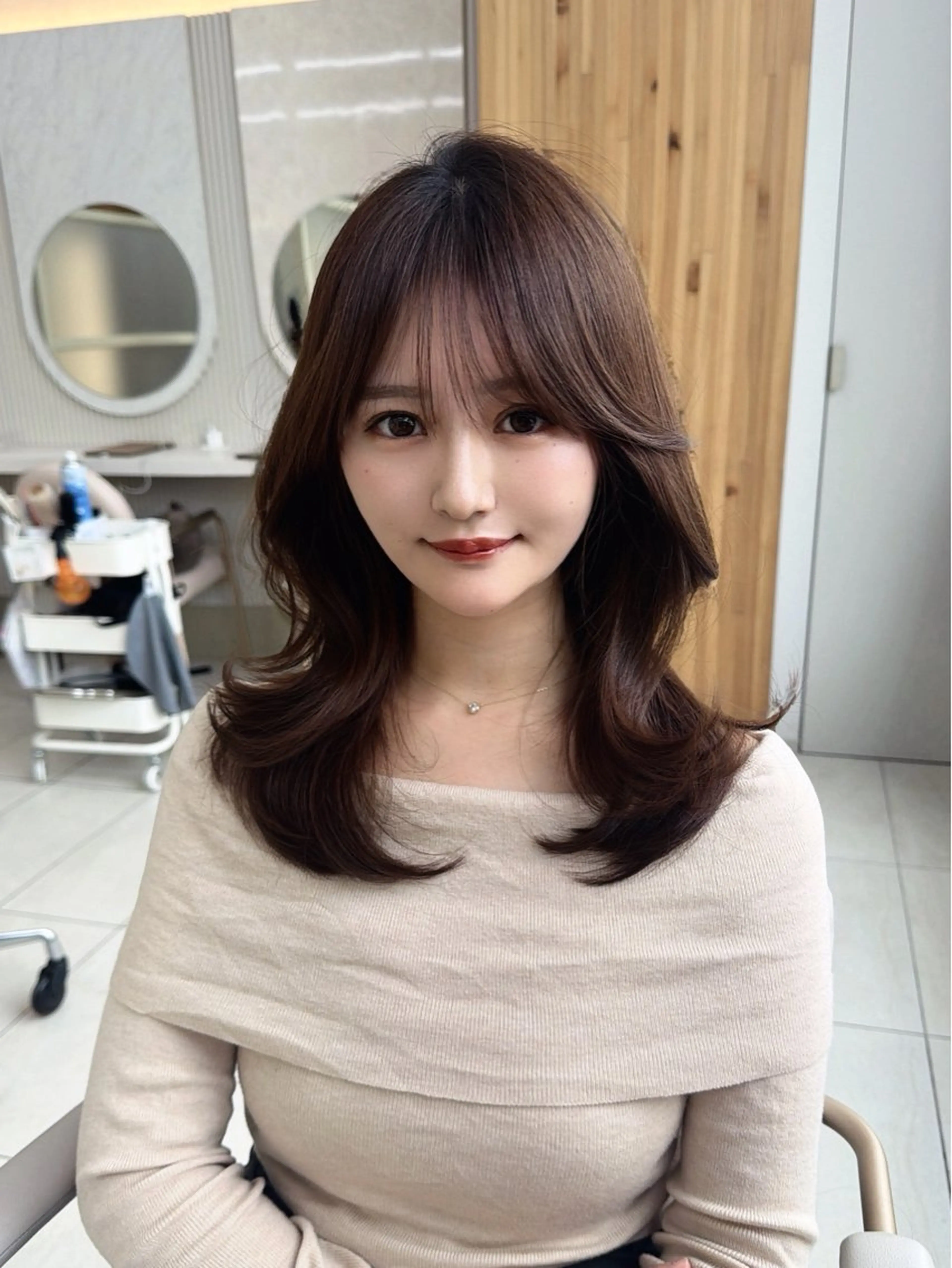 セミロング ヘアカラー トリートメント 顔周り/透明感カラー /韓国ヘア/TAKUのヘアスタイル