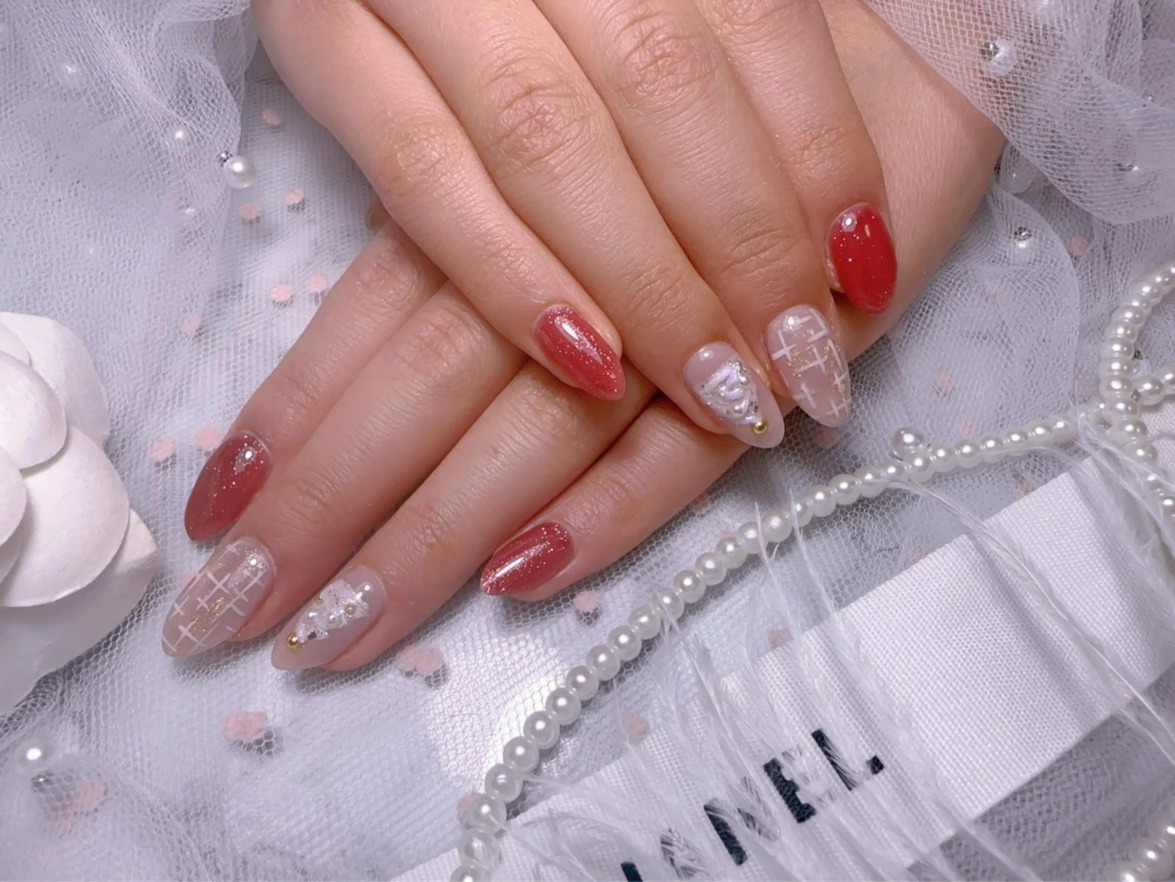 ネイル オーロラネイル フットネイル 韓国ネイル ラメ(グリッター) ラメグラデーション ハンドネイル Belle nail salon 新小岩のネイルデザイン