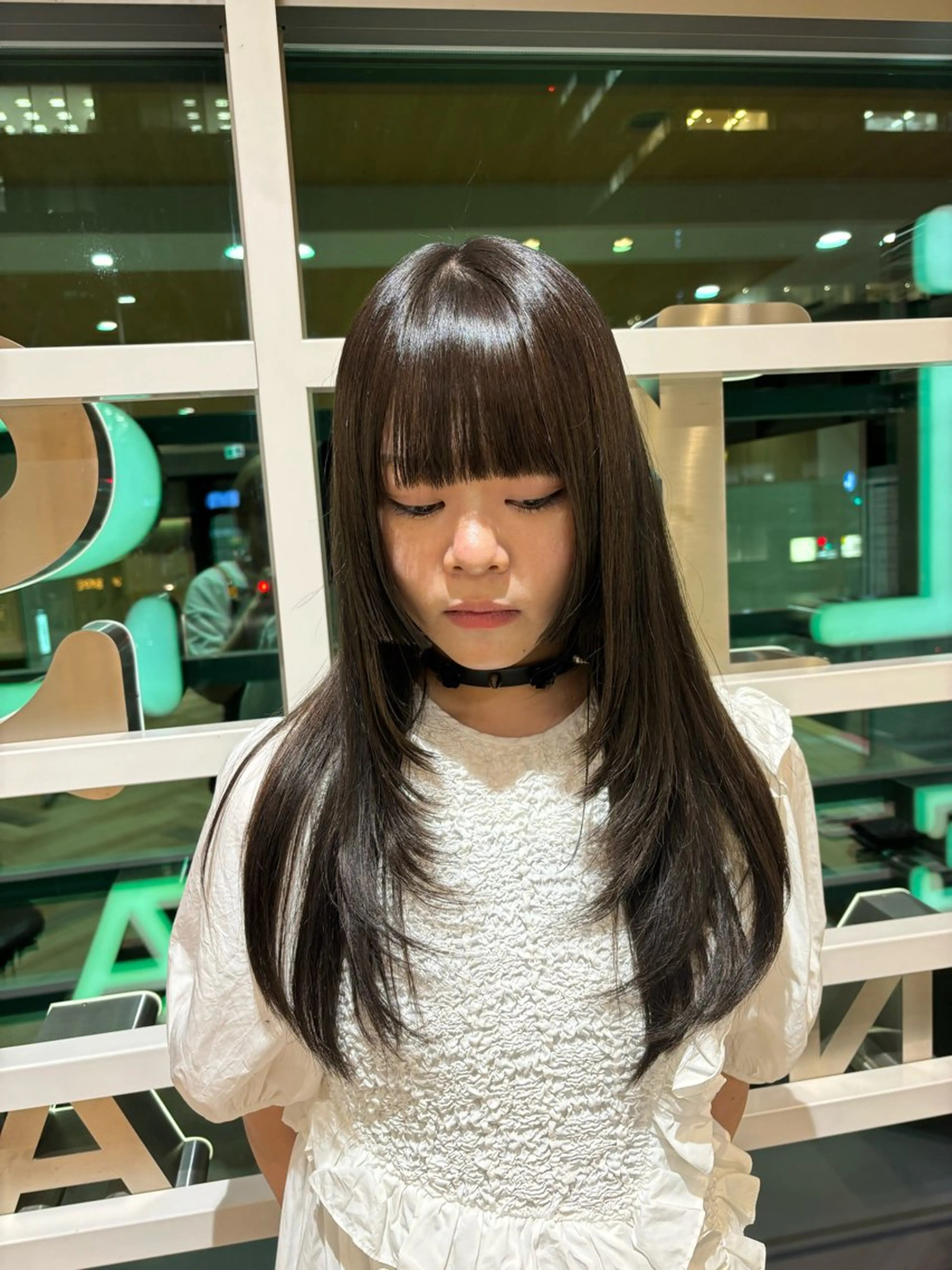 ロング 顔周りカット 姫カット レイヤーカット ゆい/パーマ/レイヤ ー/似合わせカラーのヘアスタイル