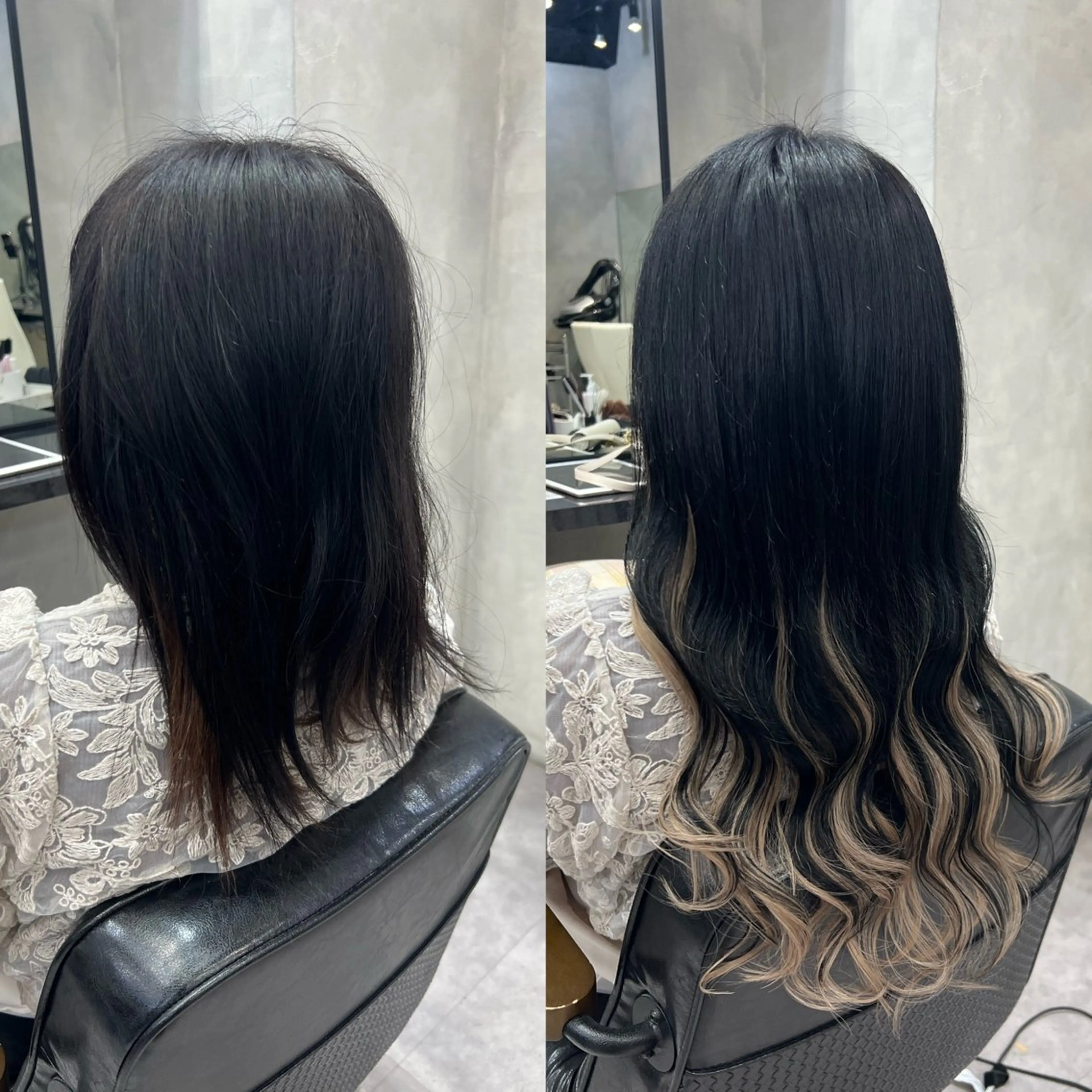 ロング カラー ヘアアレンジ シールエクステ アディクシーカラー アッシュ バレイヤージュ ベージュカラー カット ヘアカラー エクステ ar+ ❤︎ maiのヘアスタイル