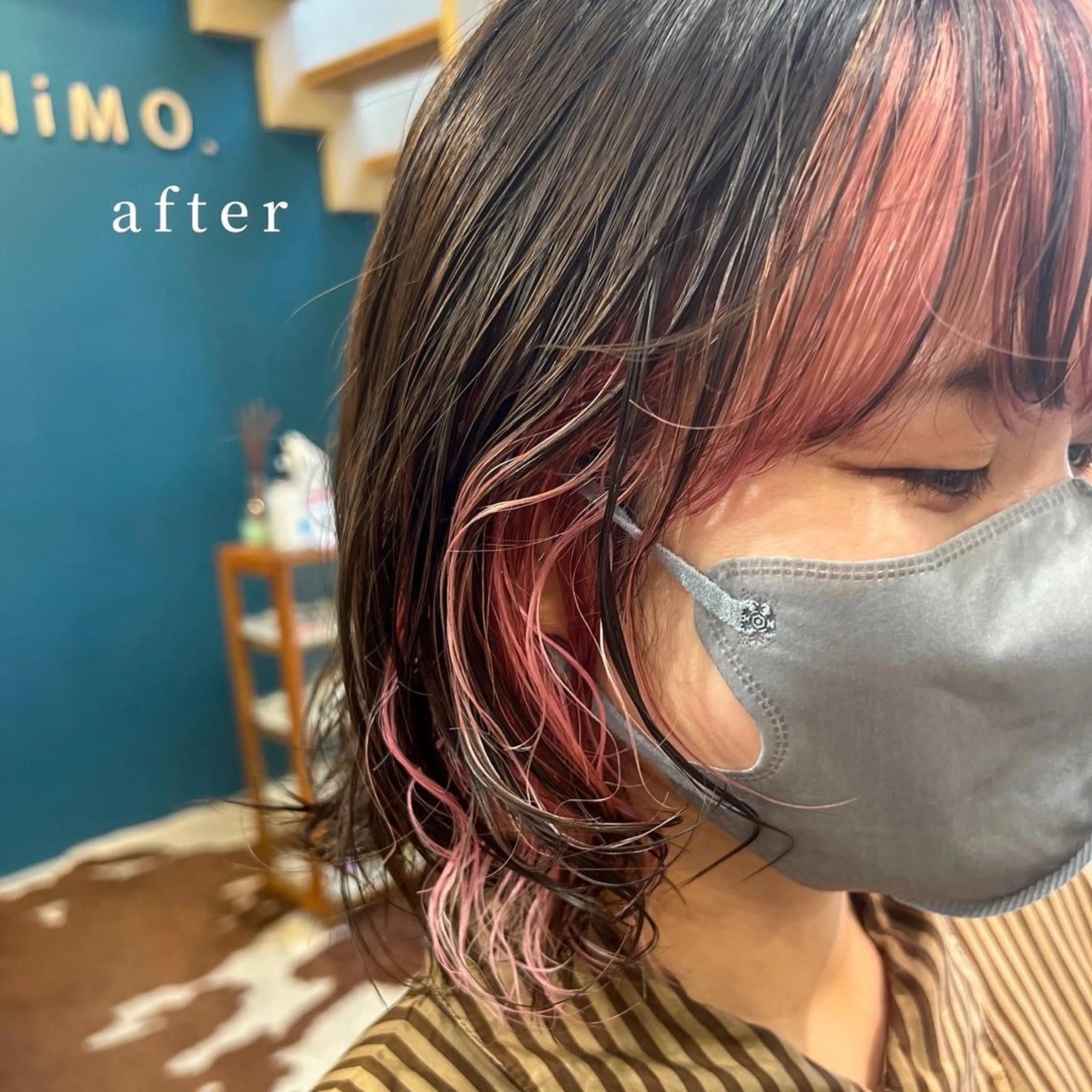ショート カラー ミストバング  フェイスフレーミング ピンクカラー カット ヘアカラー トリートメント 色素薄めカラー❤︎ chihiroのヘアスタイル