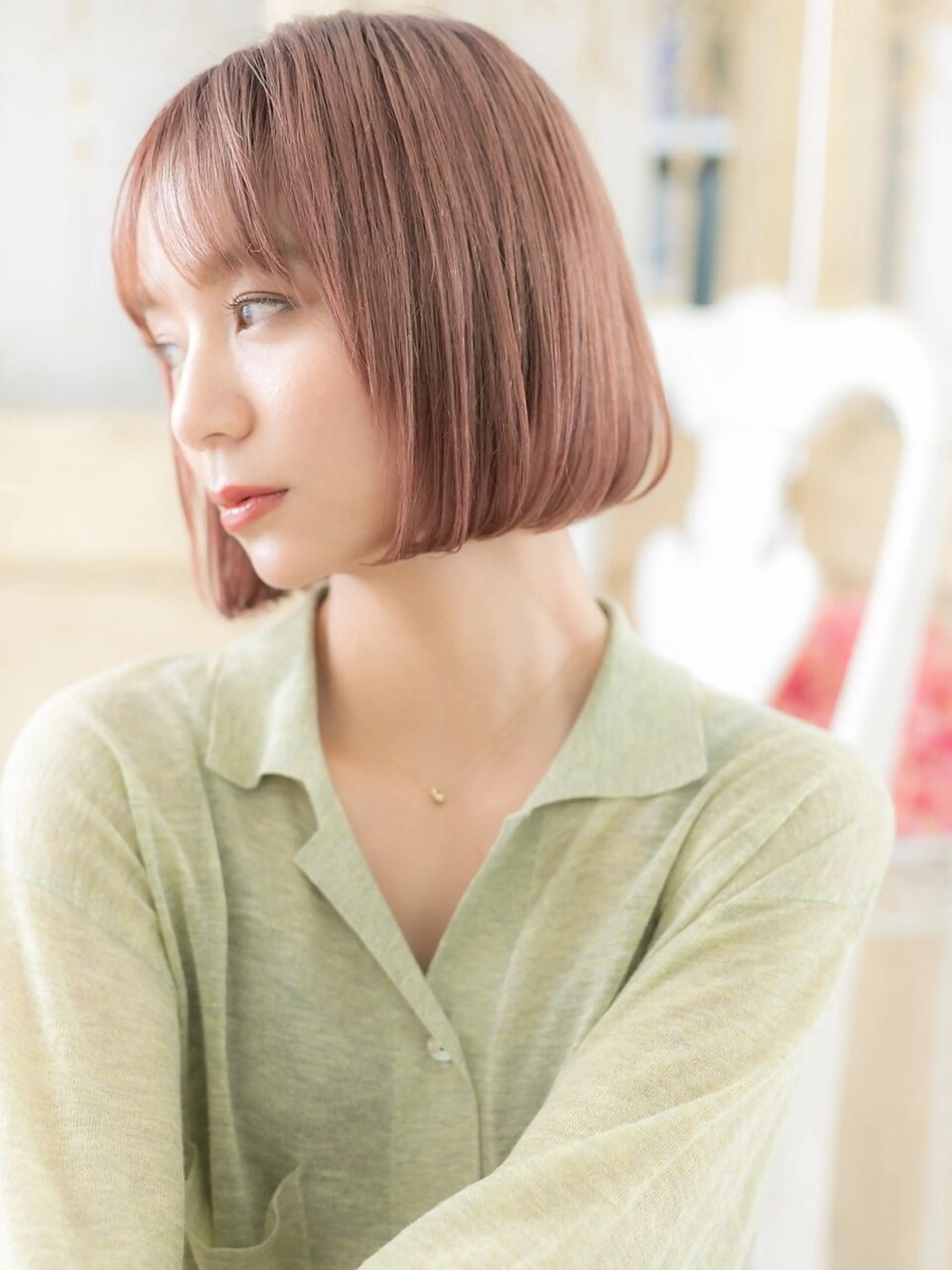 ショート 縮毛矯正×髪質改善 カラー×クロスパーマのヘアスタイル