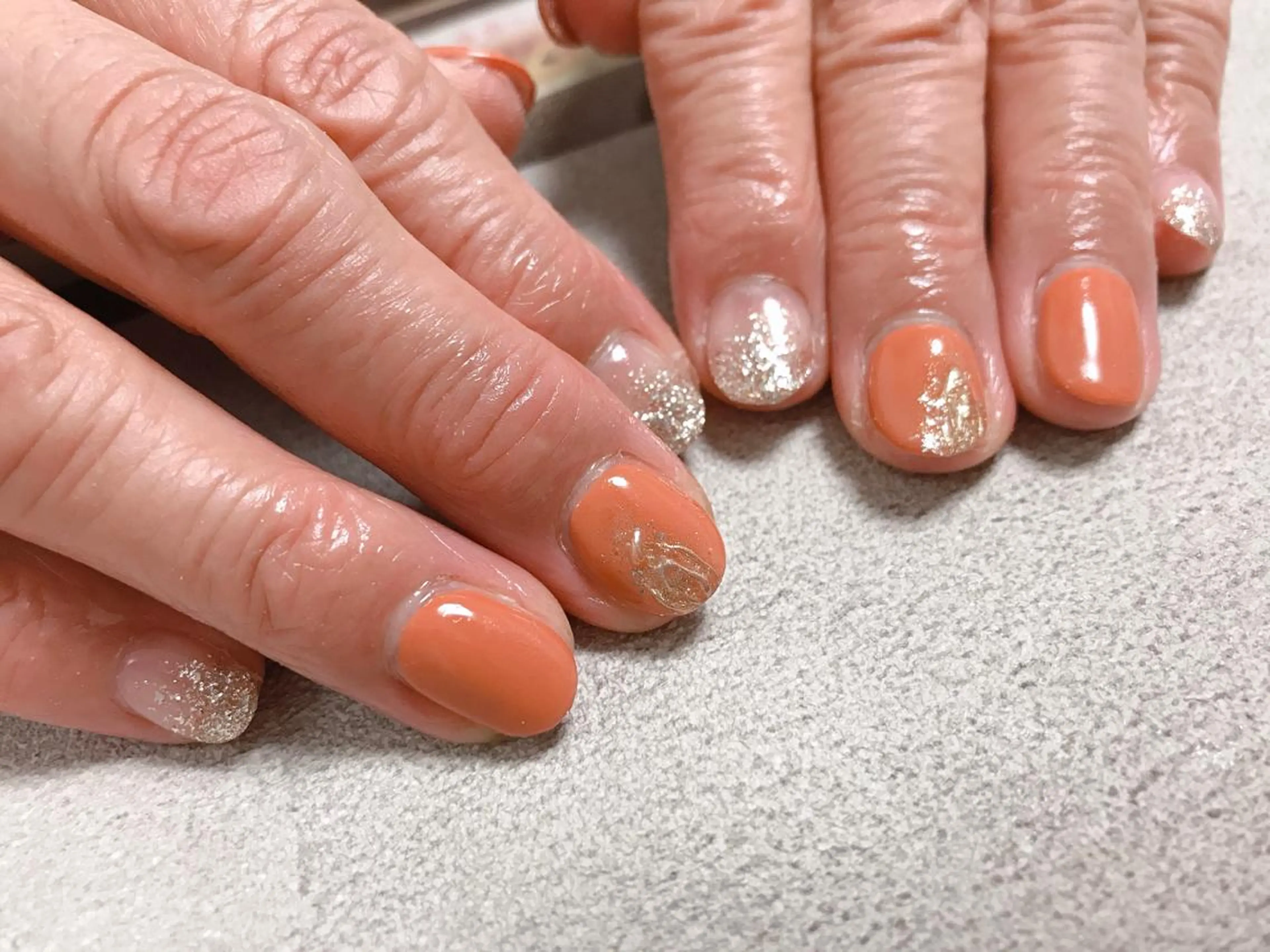 ネイル オレンジ kikinail 溝の口のネイルデザイン