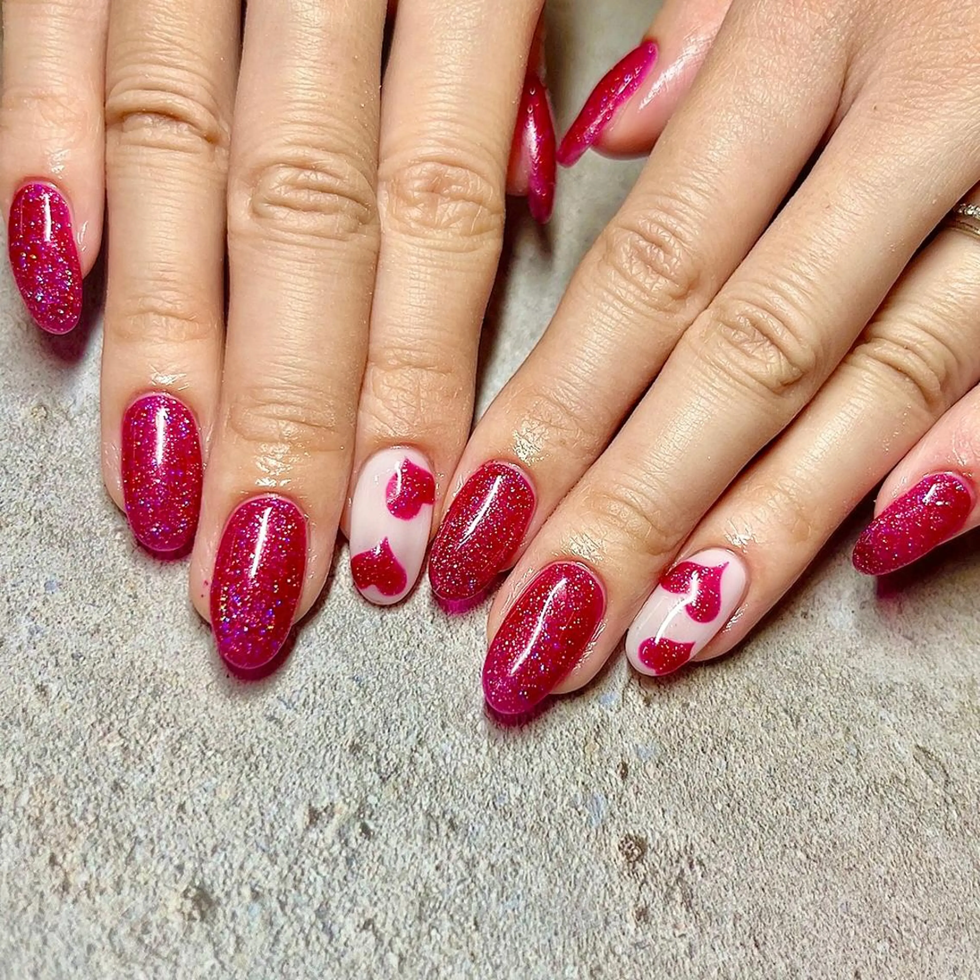 ネイル ジェルネイル バレンタイン しば まなみのネイルデザイン