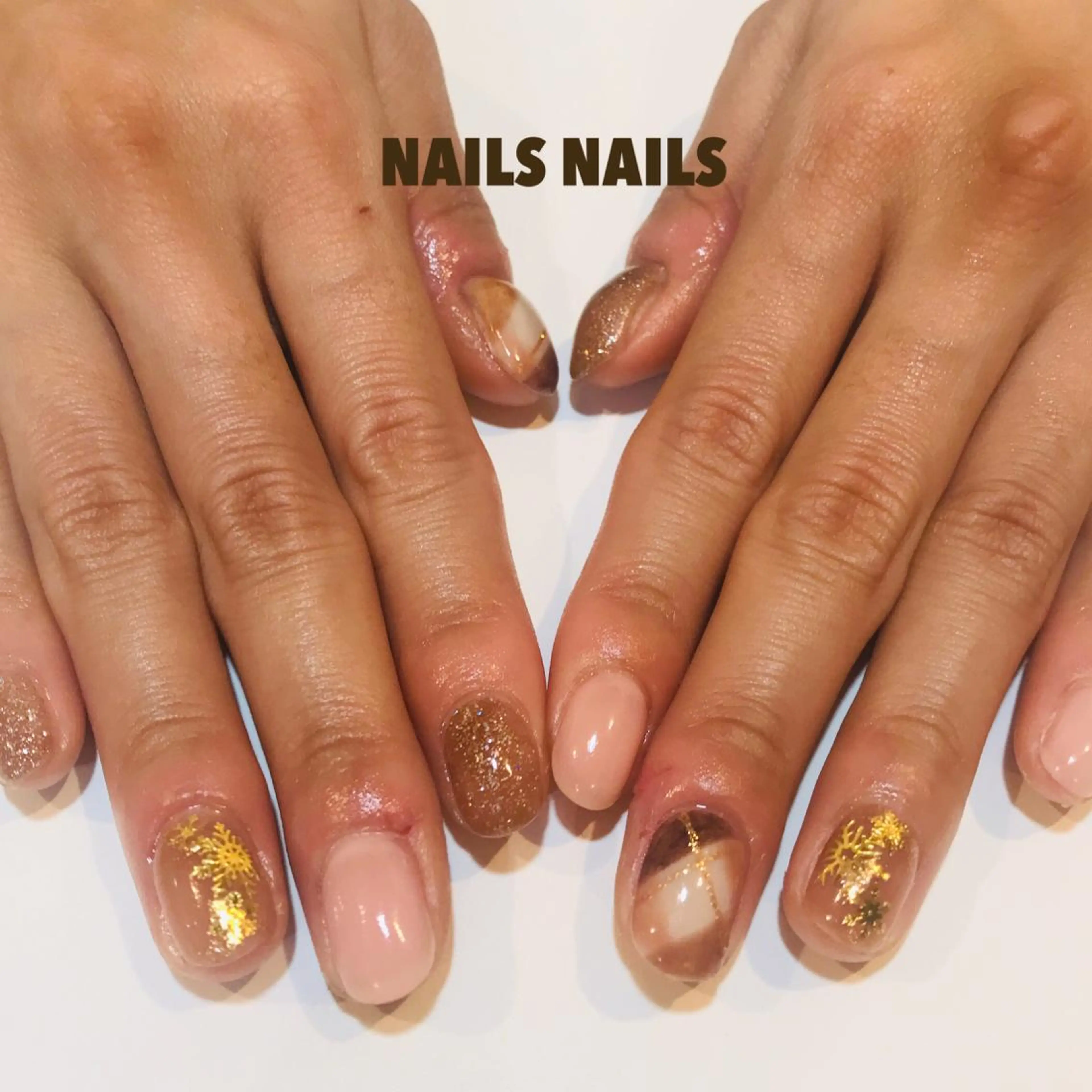 ネイル ブラウン ジェルネイル 冬ネイル NAILSNAILS ERIKAのネイルデザイン