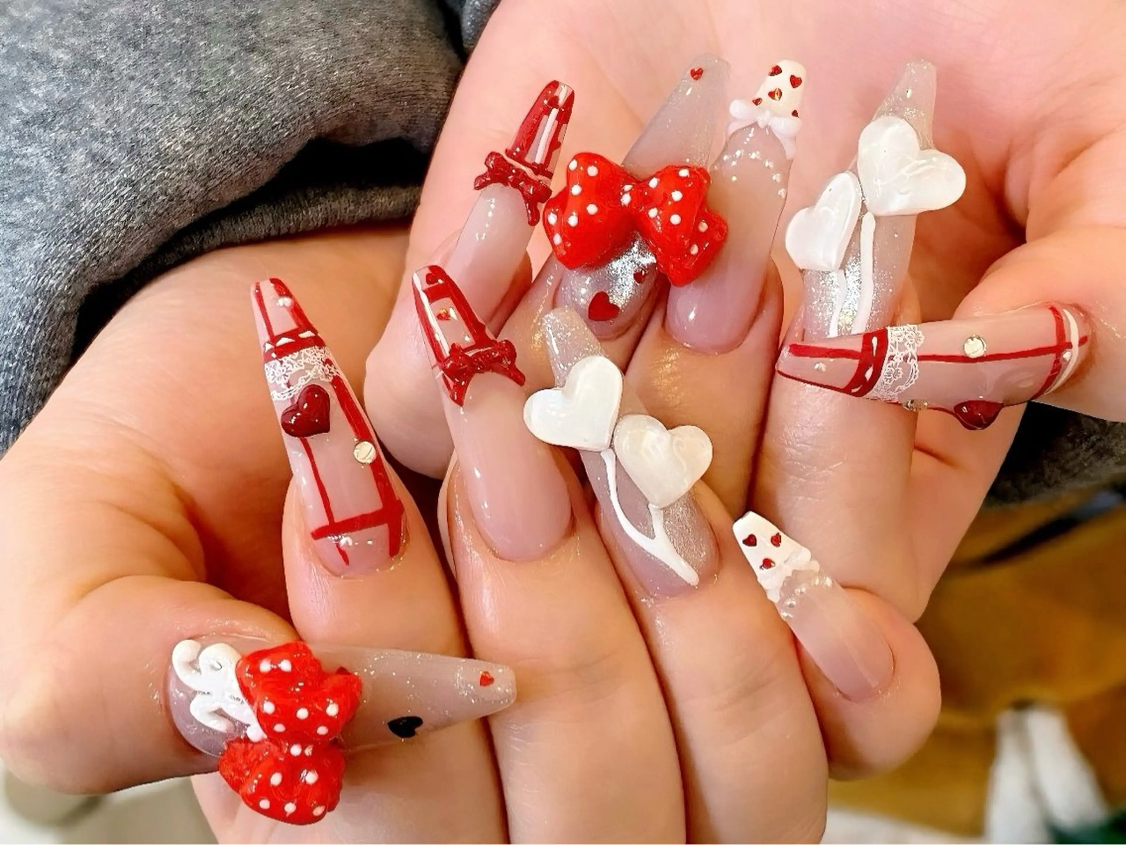 ネイル 長さ出し フレンチネイル 韓国ネイル レース マグネットネイル nami ナミのネイルデザイン