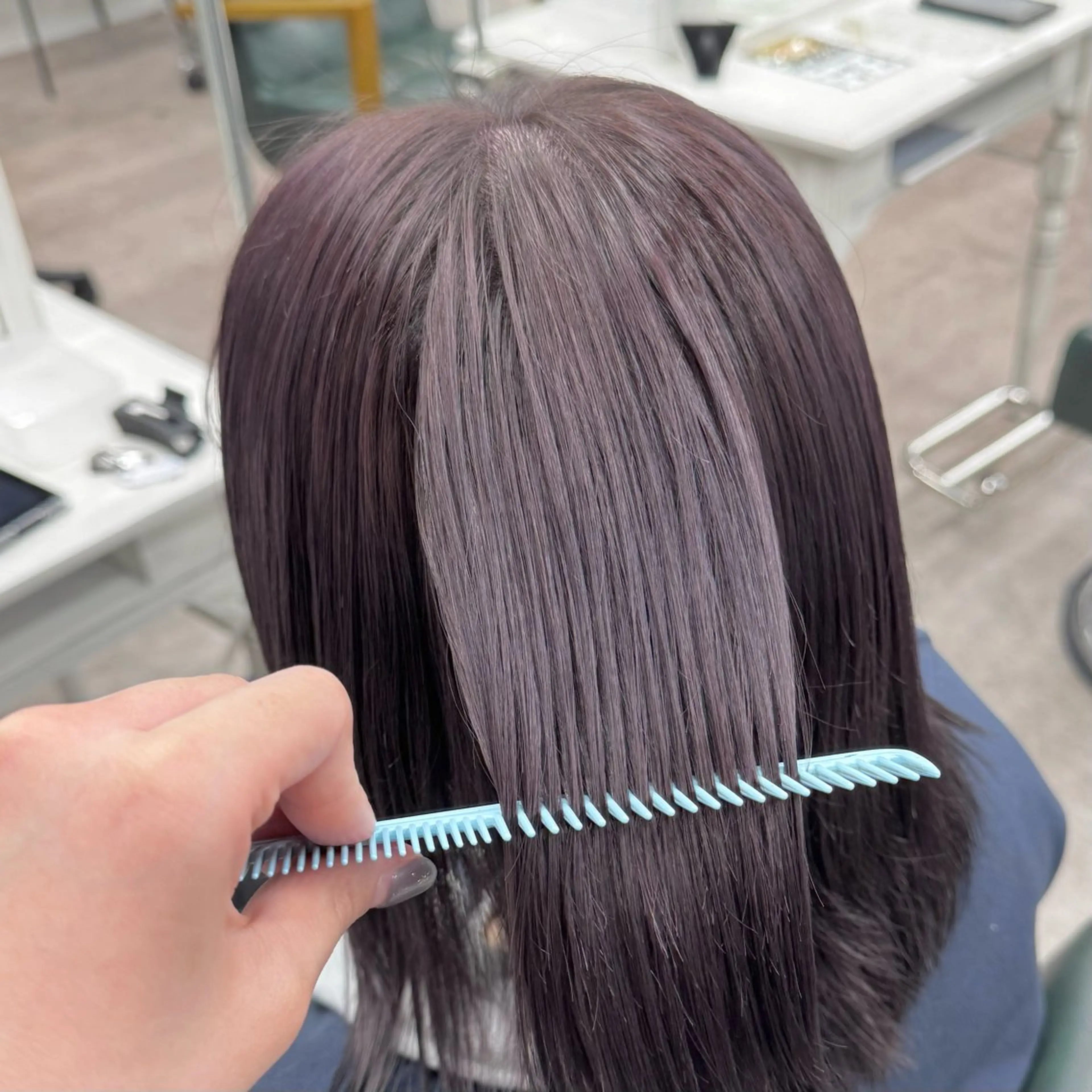 ミディアム カラー ヘアカラー JUNSHIN🦋 ヘアセット／カラーのヘアスタイル