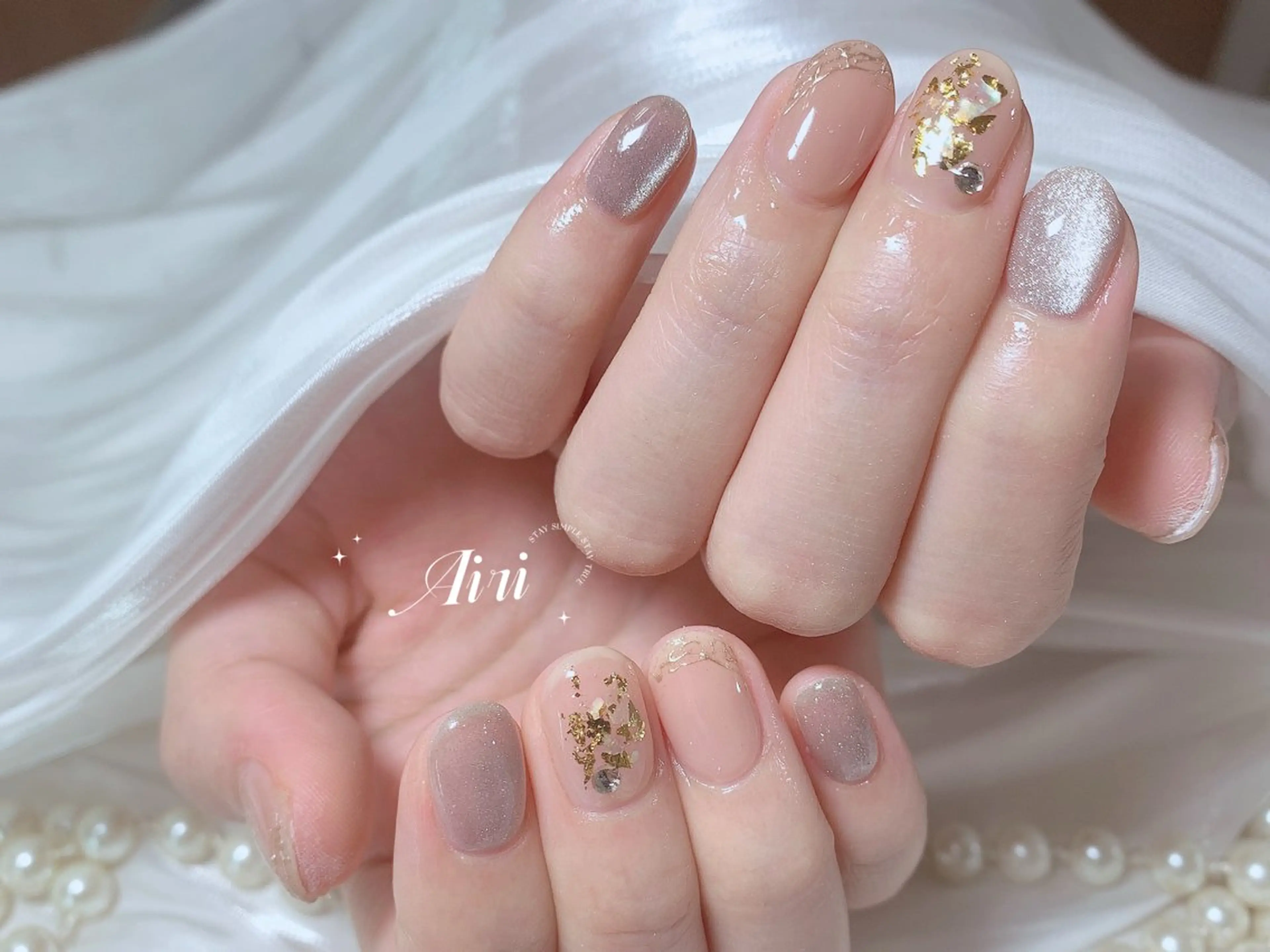 ネイル ハンドネイル ネイルサロンAiri 長さ出し·シンプルのネイルデザイン