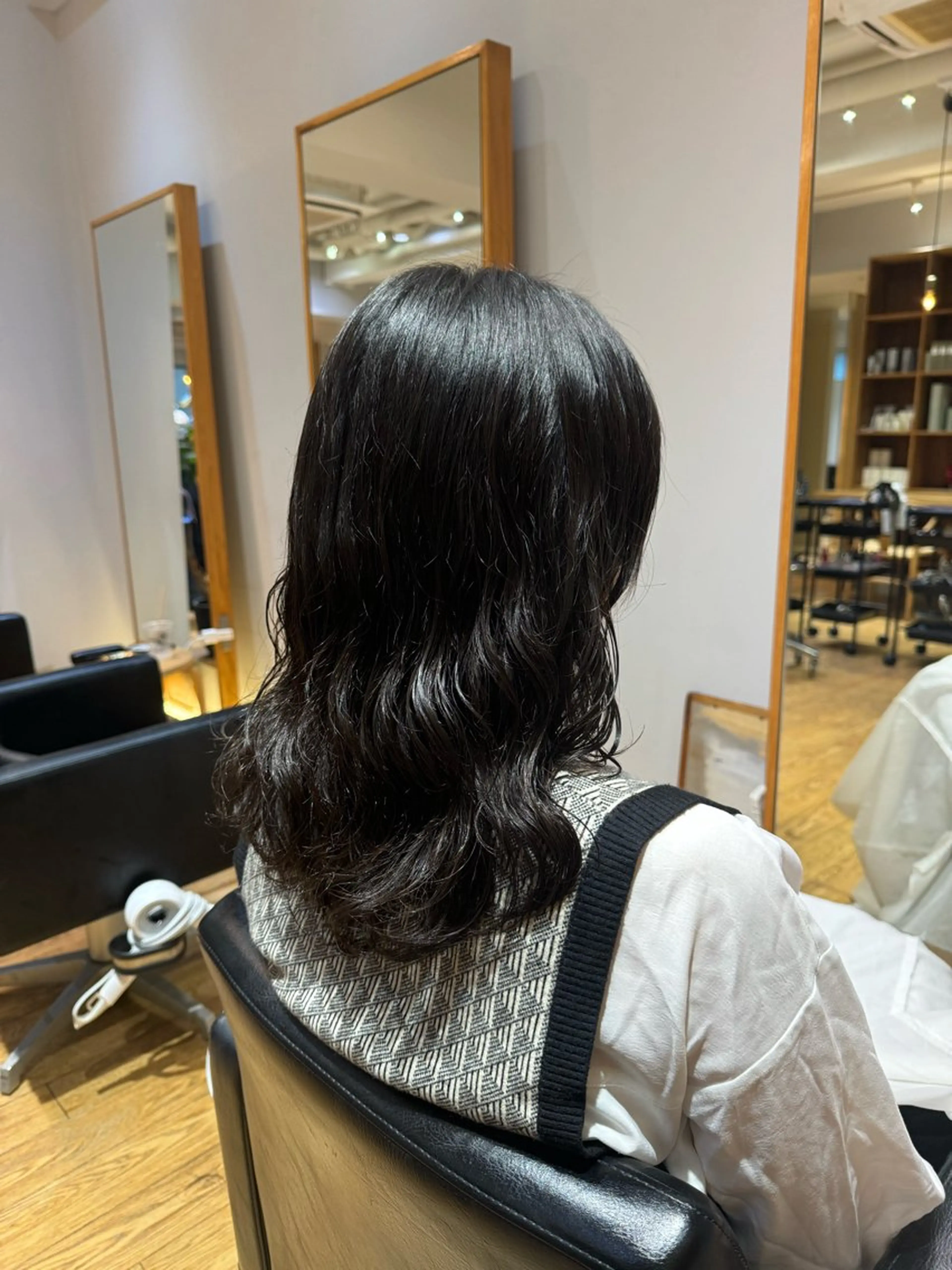 セミロング カット パーマ コテ巻き風/ボブ パーマ🌼杉田 萌恵のヘアスタイル