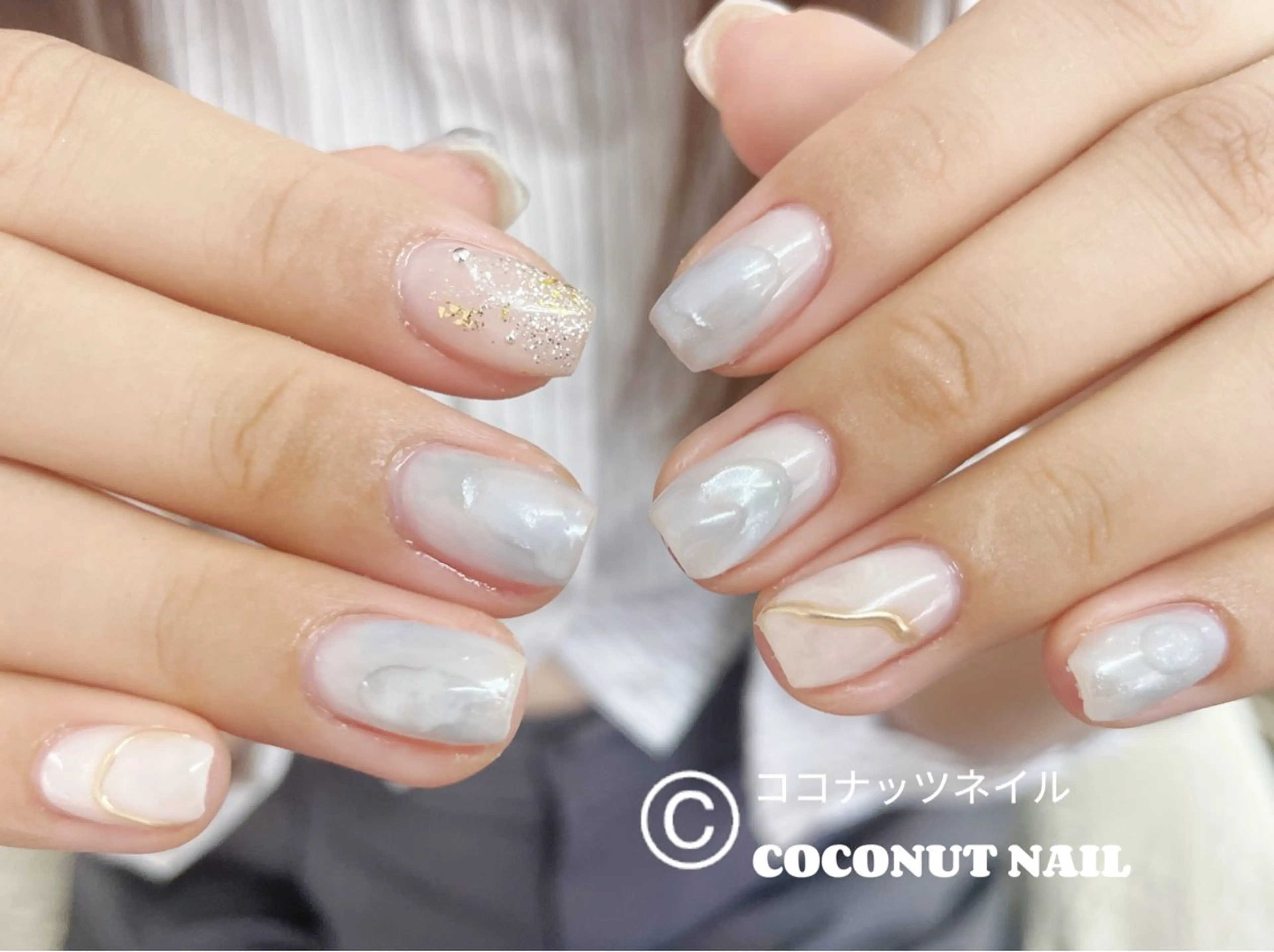 ネイル べっ甲ネイル フレンチネイル キラキラネイル マグネットネイル 大理石ネイル(マーブル) ハンドネイル 神田 ココナッツのネイルデザイン