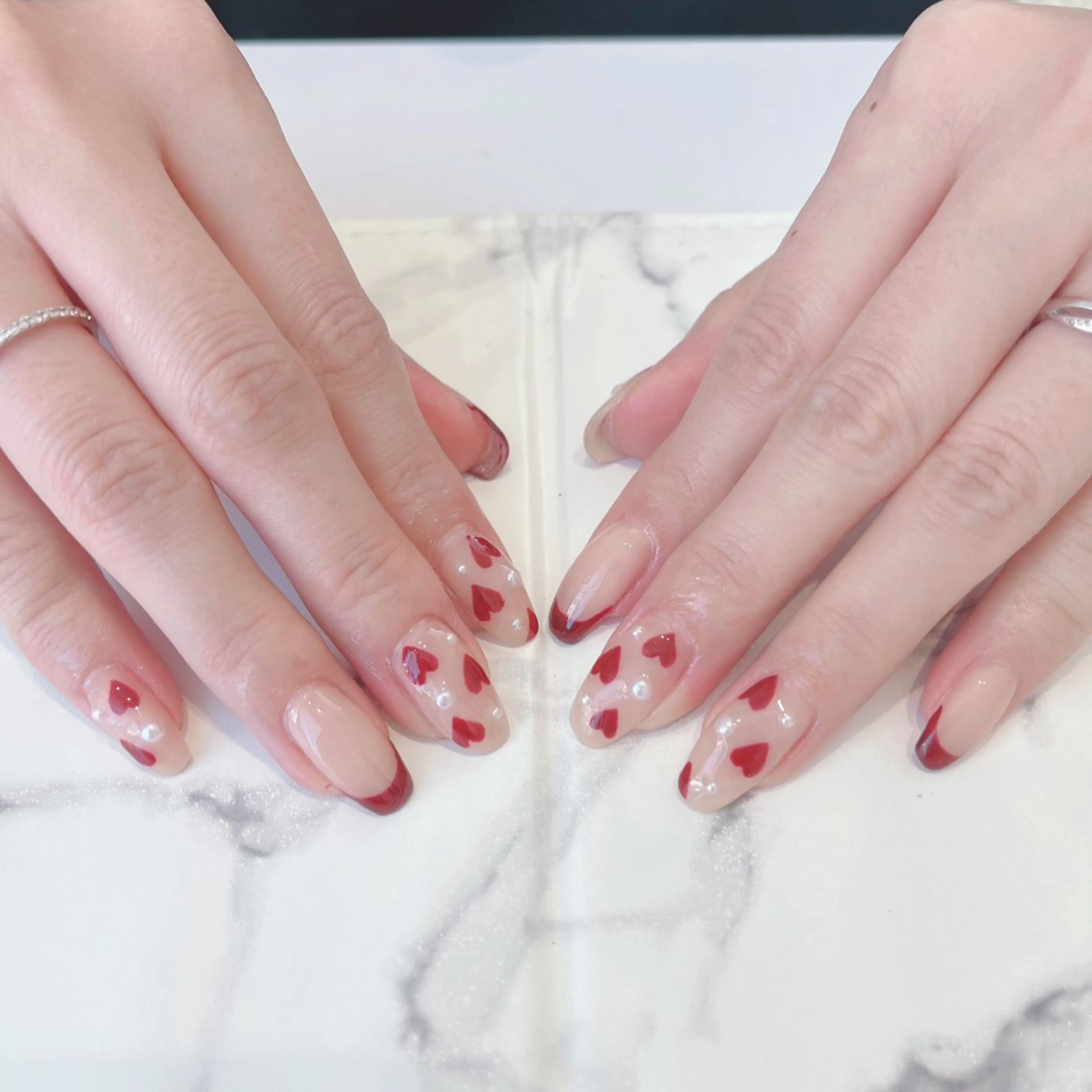 ネイル フレンチネイル ハート 韓国ネイル ミラーネイル ニュアンスネイル salon. Pualaのネイルデザイン